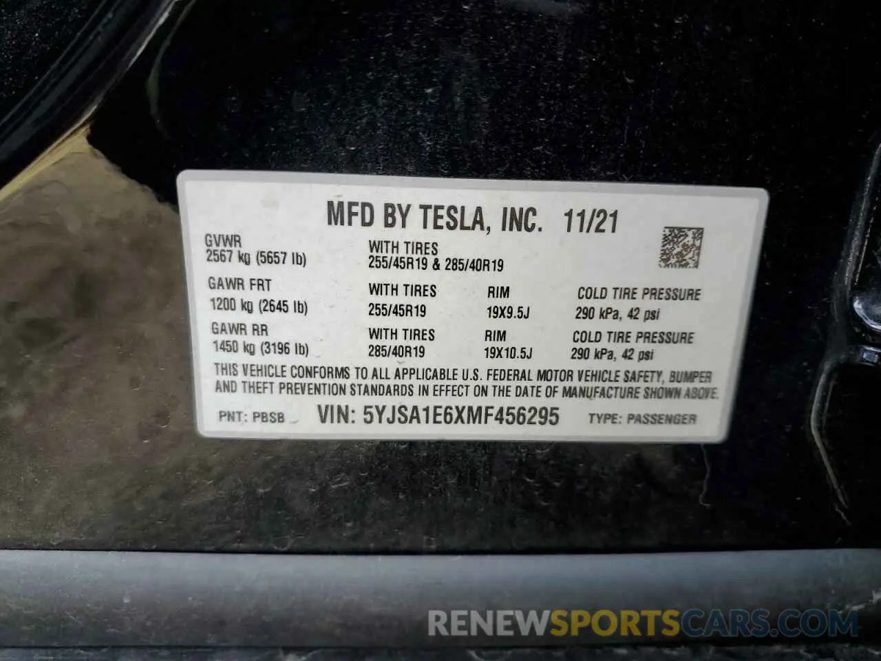 13 Photograph of a damaged car 5YJSA1E6XMF456295 TESLA MODEL S 2021