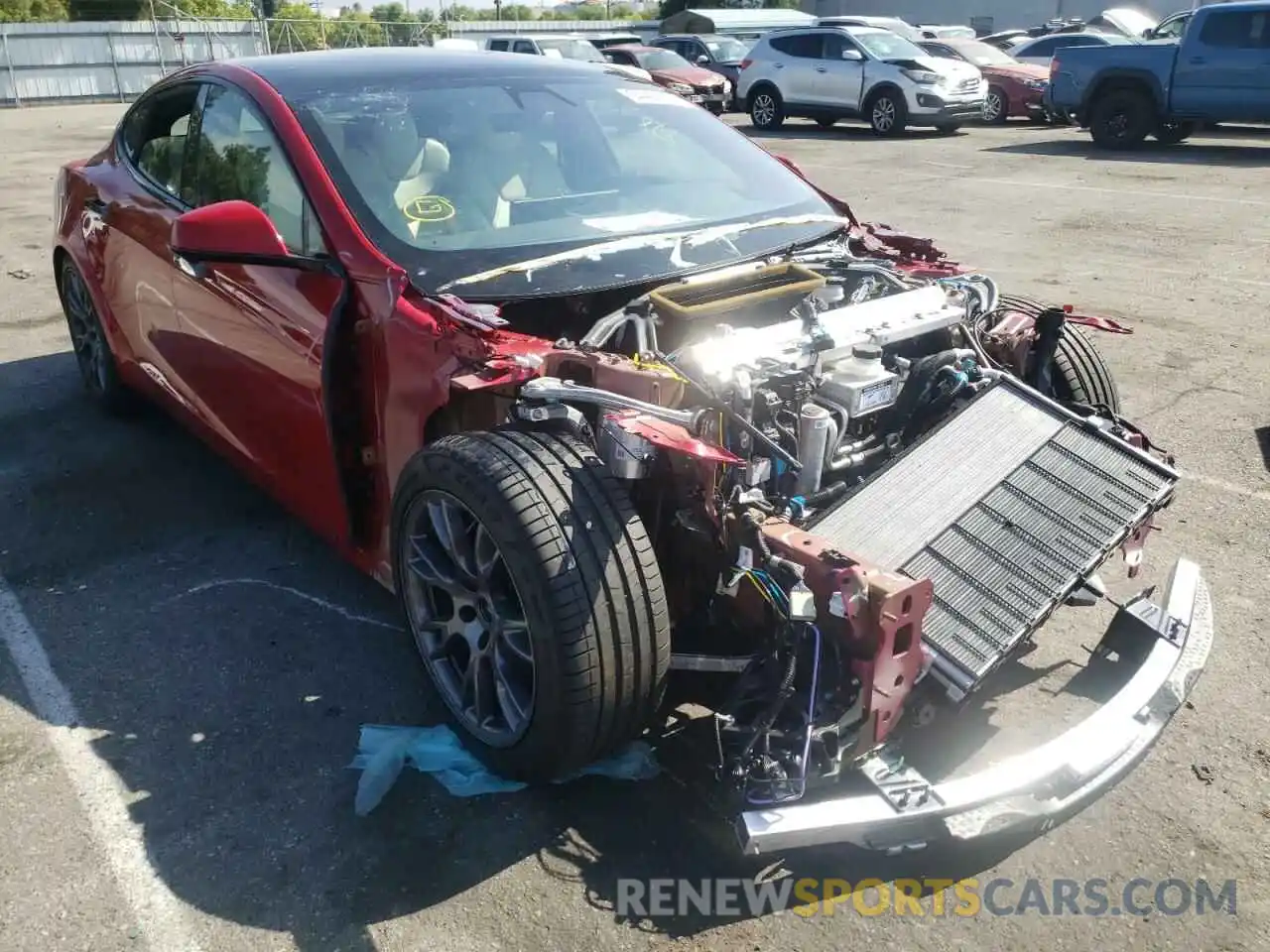 1 Photograph of a damaged car 5YJSA1E51NF469722 TESLA MODEL S 2022