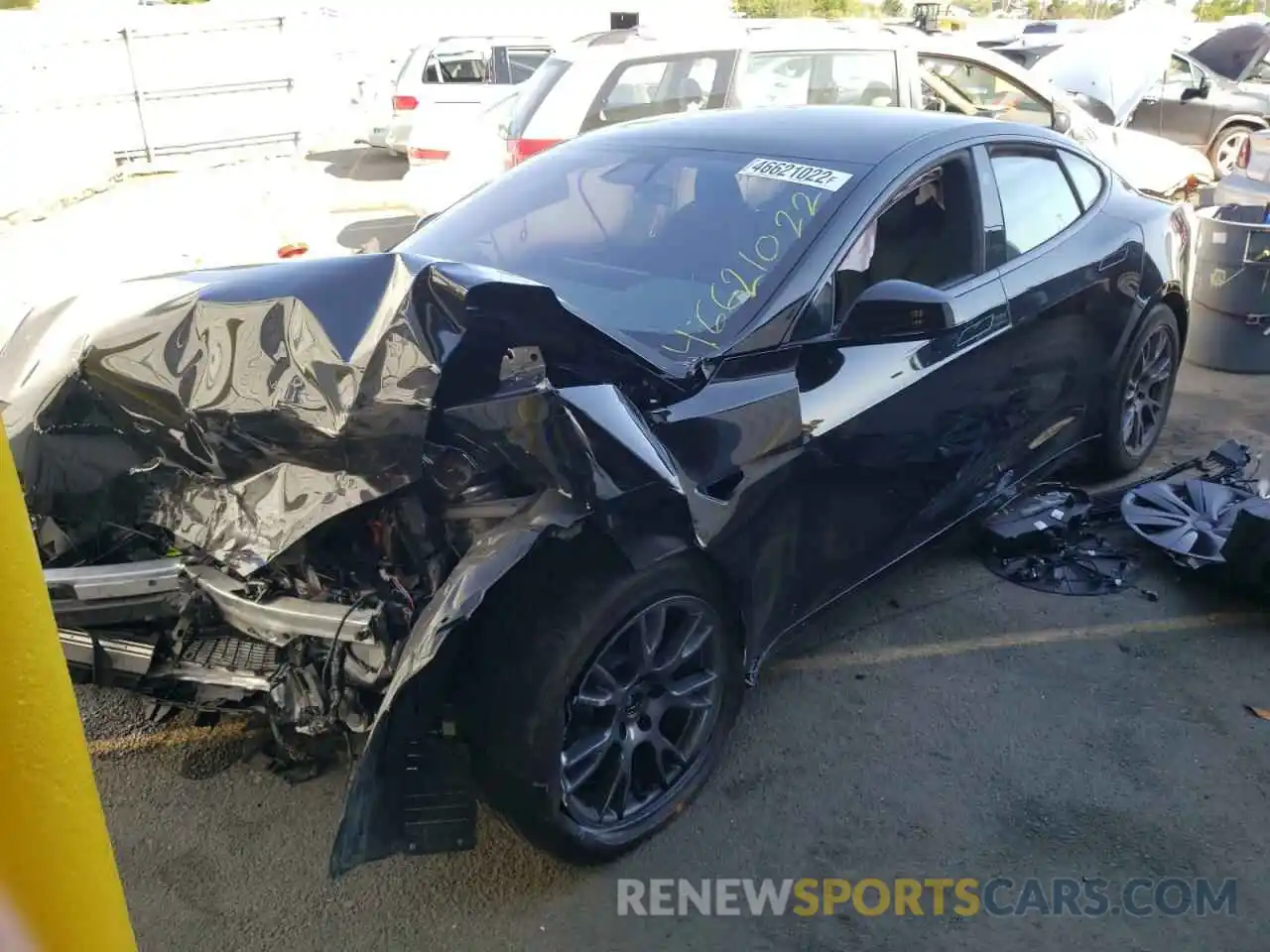 2 Photograph of a damaged car 5YJSA1E52NF463511 TESLA MODEL S 2022