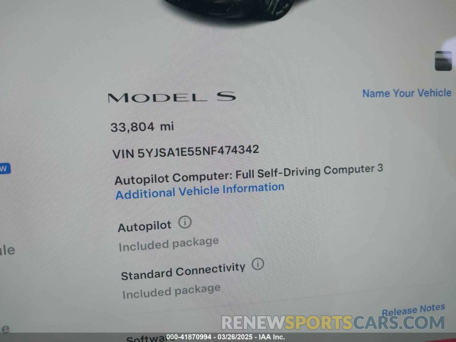 7 Photograph of a damaged car 5YJSA1E55NF474342 TESLA MODEL S 2022