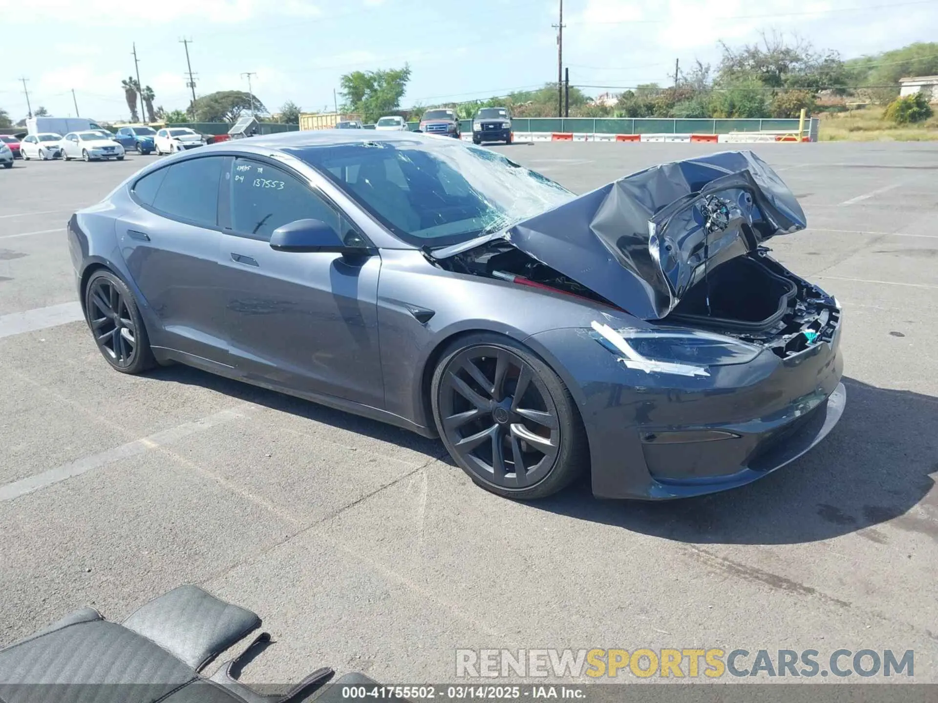 1 Photograph of a damaged car 5YJSA1E55NF483364 TESLA MODEL S 2022
