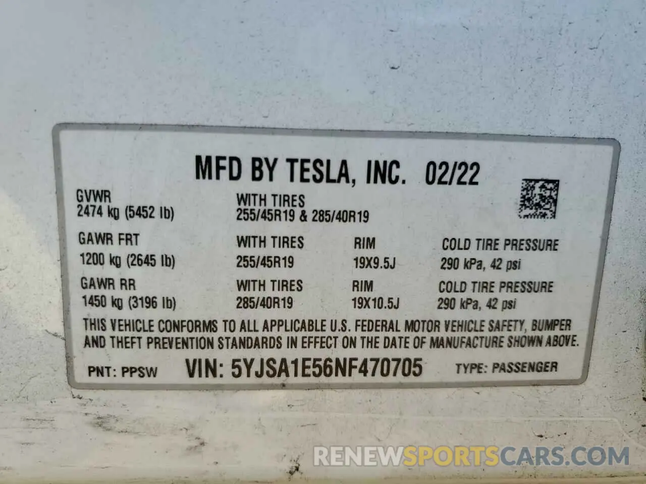 15 Photograph of a damaged car 5YJSA1E56NF470705 TESLA MODEL S 2022
