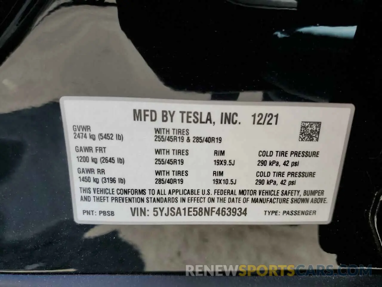 14 Photograph of a damaged car 5YJSA1E58NF463934 TESLA MODEL S 2022