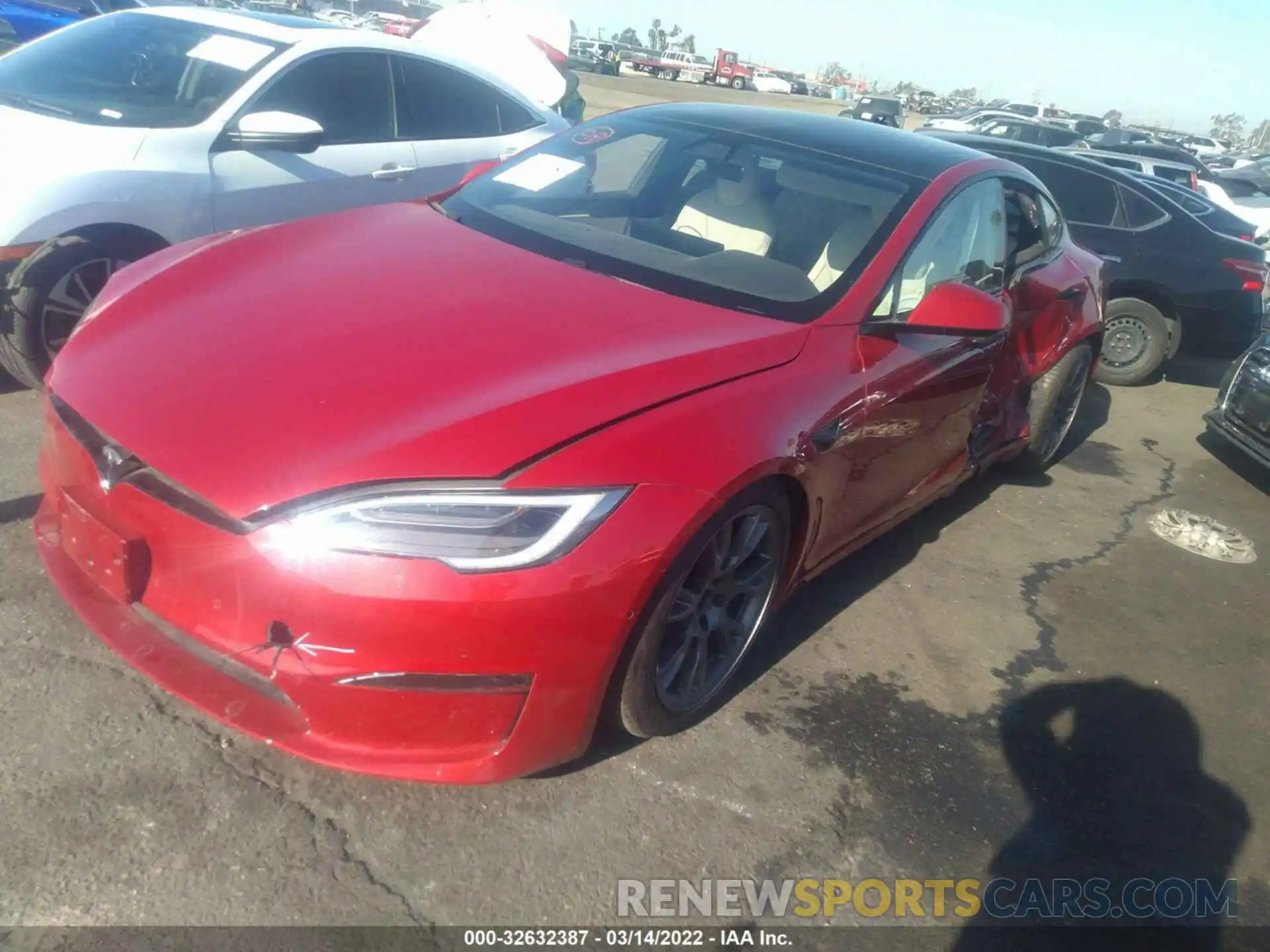 2 Photograph of a damaged car 5YJSA1E64NF459680 TESLA MODEL S 2022