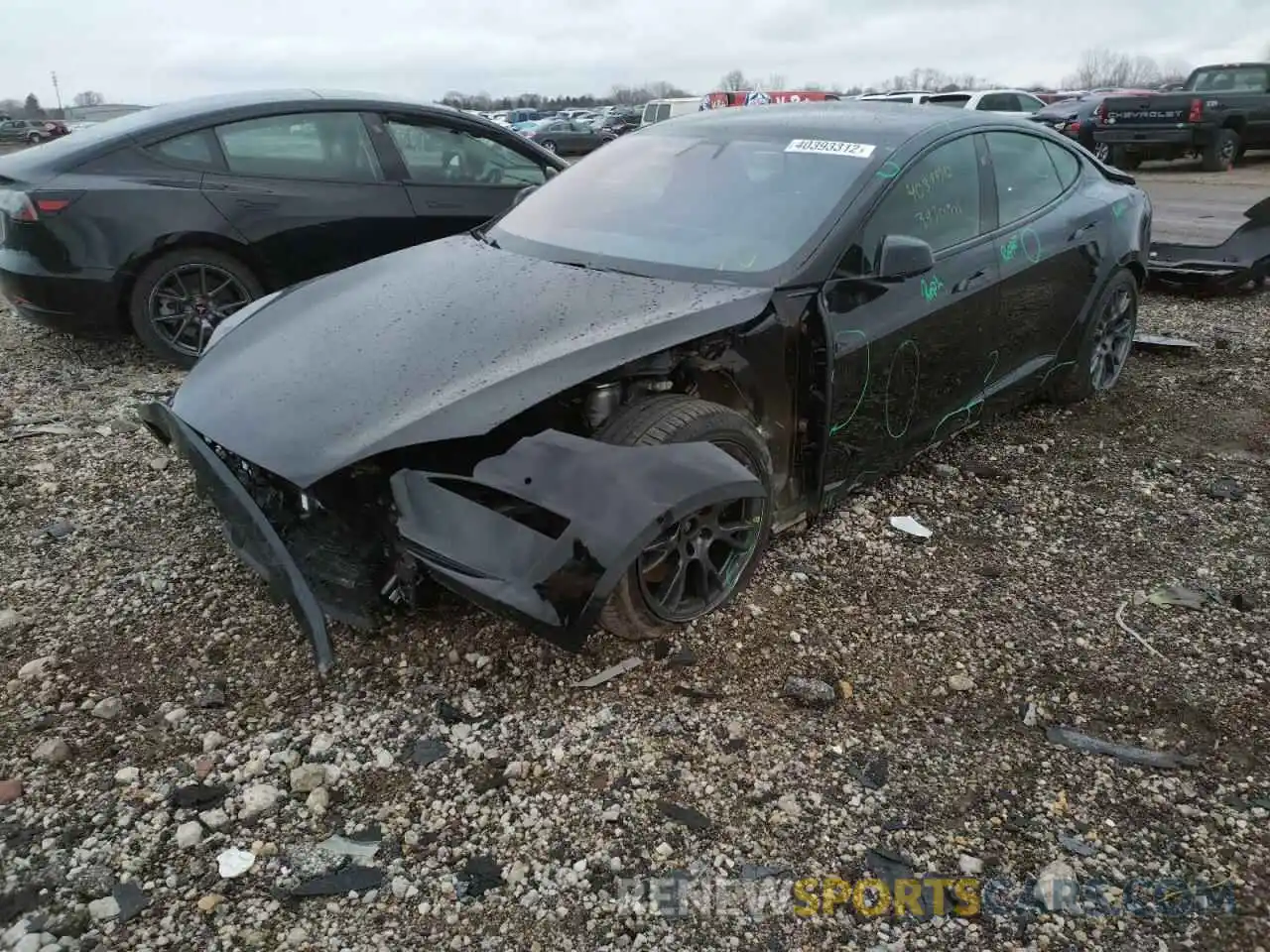 2 Photograph of a damaged car 5YJSA1E69NF462039 TESLA MODEL S 2022