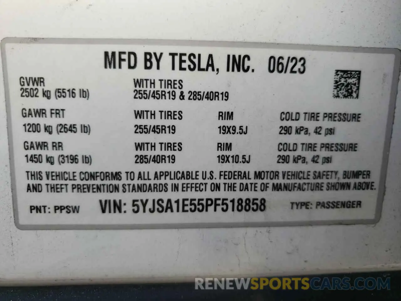 13 Photograph of a damaged car 5YJSA1E55PF518858 TESLA MODEL S 2023