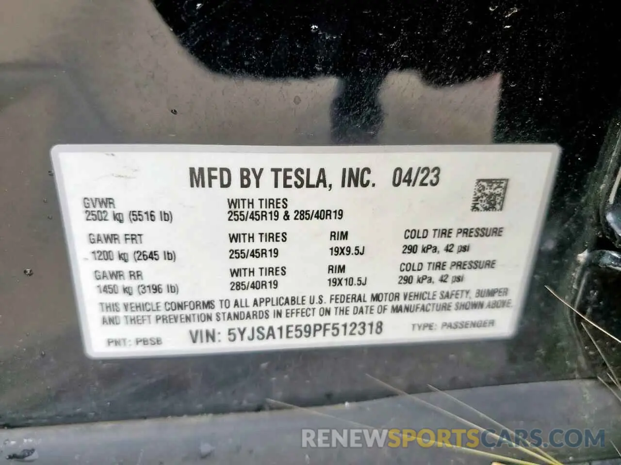 12 Photograph of a damaged car 5YJSA1E59PF512318 TESLA MODEL S 2023