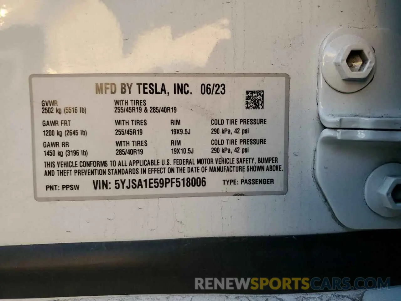 12 Photograph of a damaged car 5YJSA1E59PF518006 TESLA MODEL S 2023
