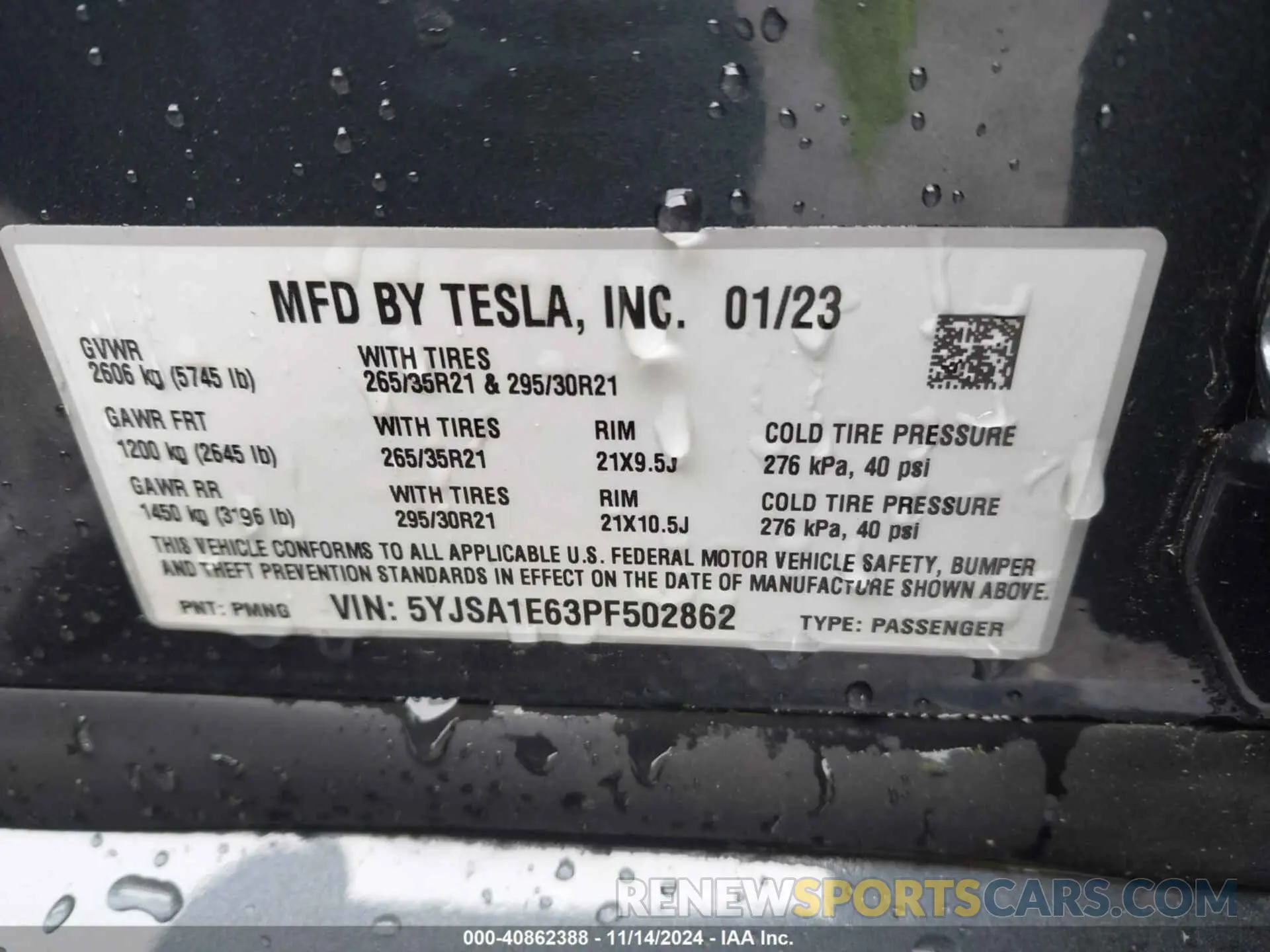 9 Photograph of a damaged car 5YJSA1E63PF502862 TESLA MODEL S 2023
