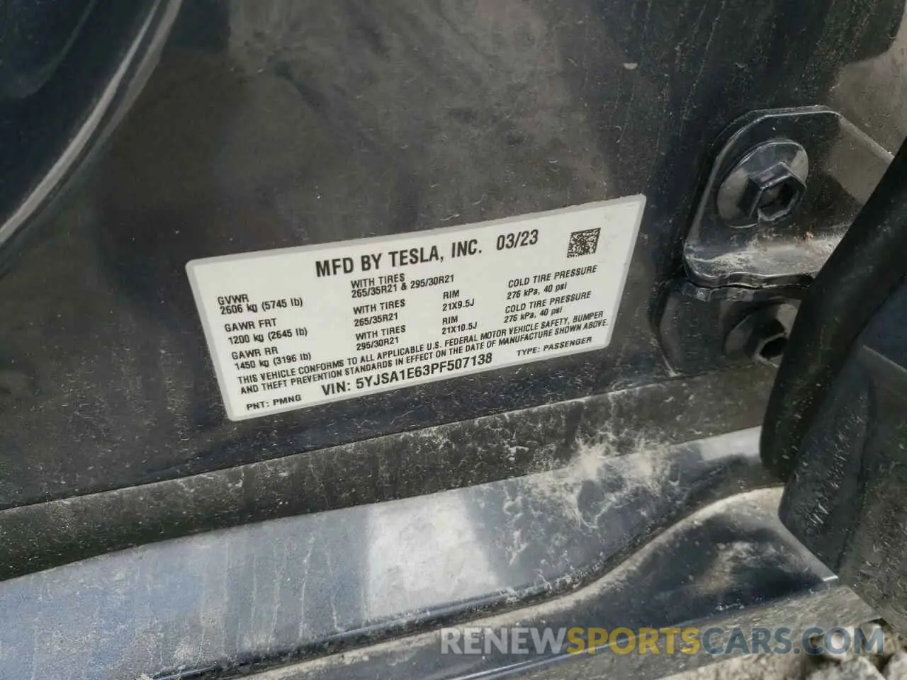 12 Photograph of a damaged car 5YJSA1E63PF507138 TESLA MODEL S 2023