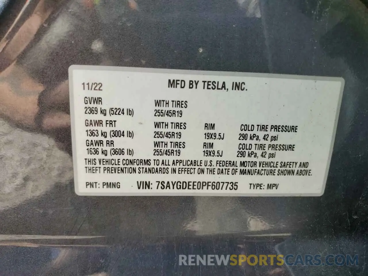 13 Photograph of a damaged car 7SAYGDEE0PF607735 TESLA MODEL S 2023