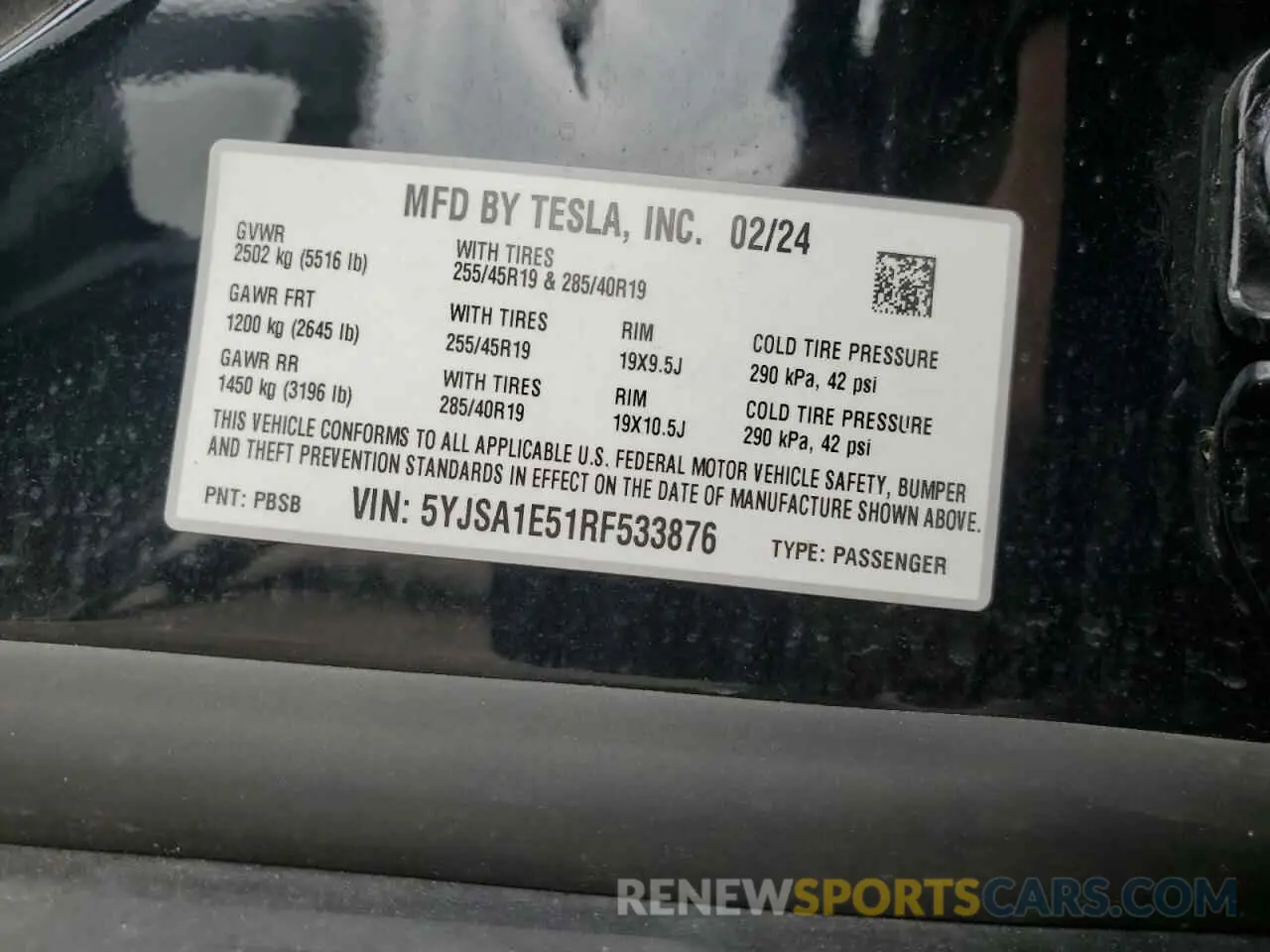 13 Photograph of a damaged car 5YJSA1E51RF533876 TESLA MODEL S 2024