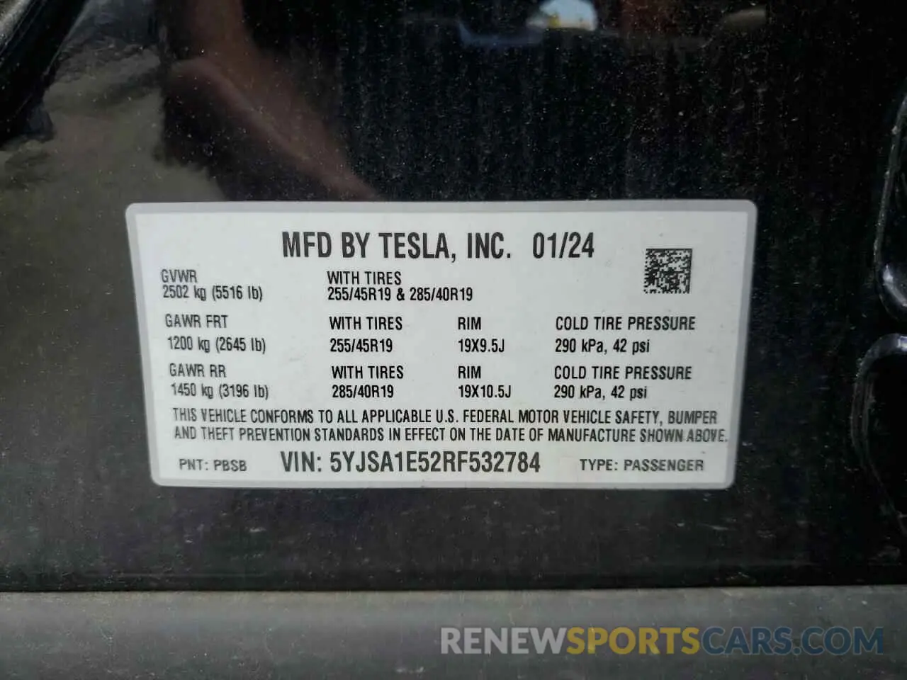 13 Photograph of a damaged car 5YJSA1E52RF532784 TESLA MODEL S 2024