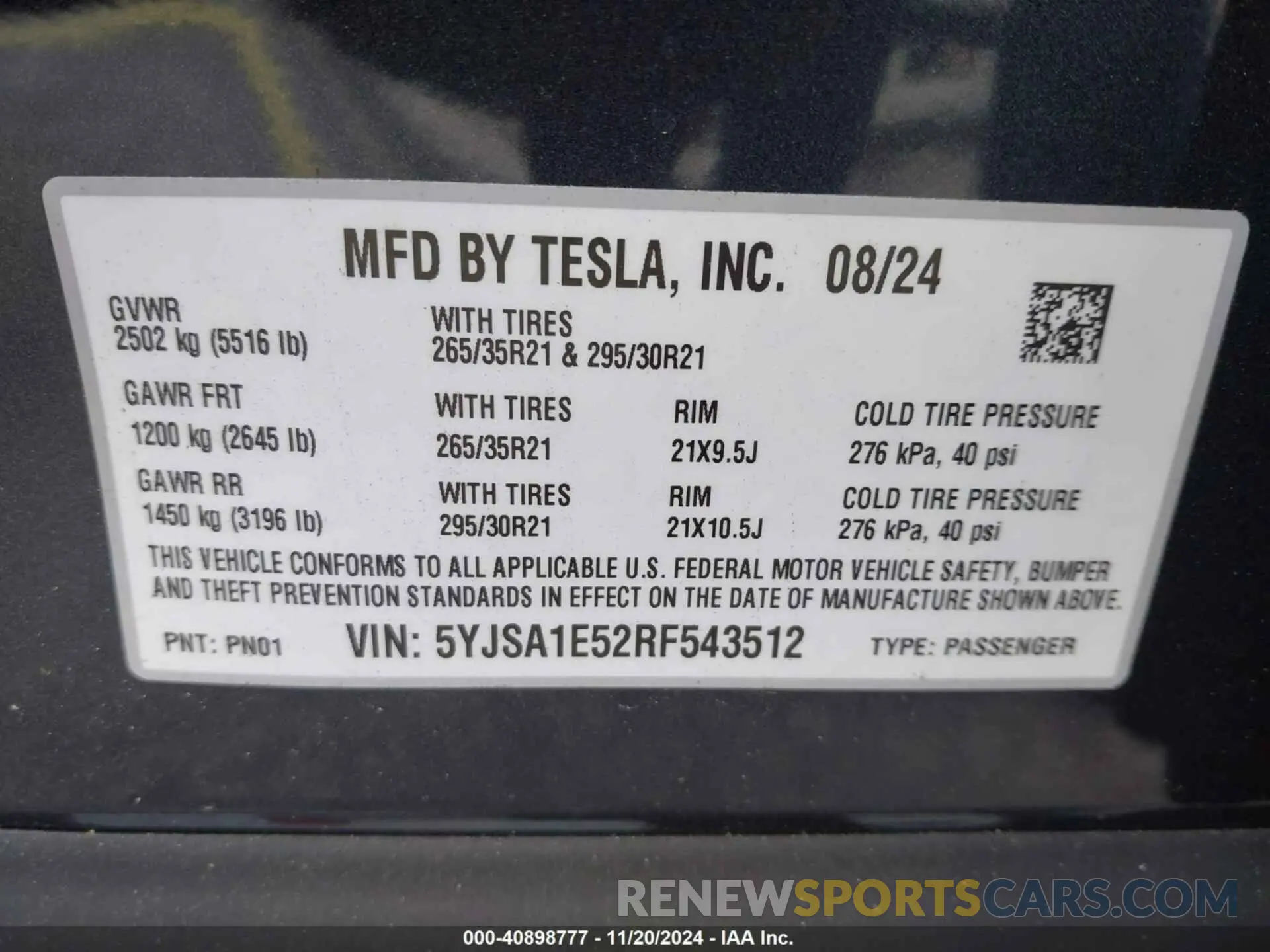 9 Photograph of a damaged car 5YJSA1E52RF543512 TESLA MODEL S 2024