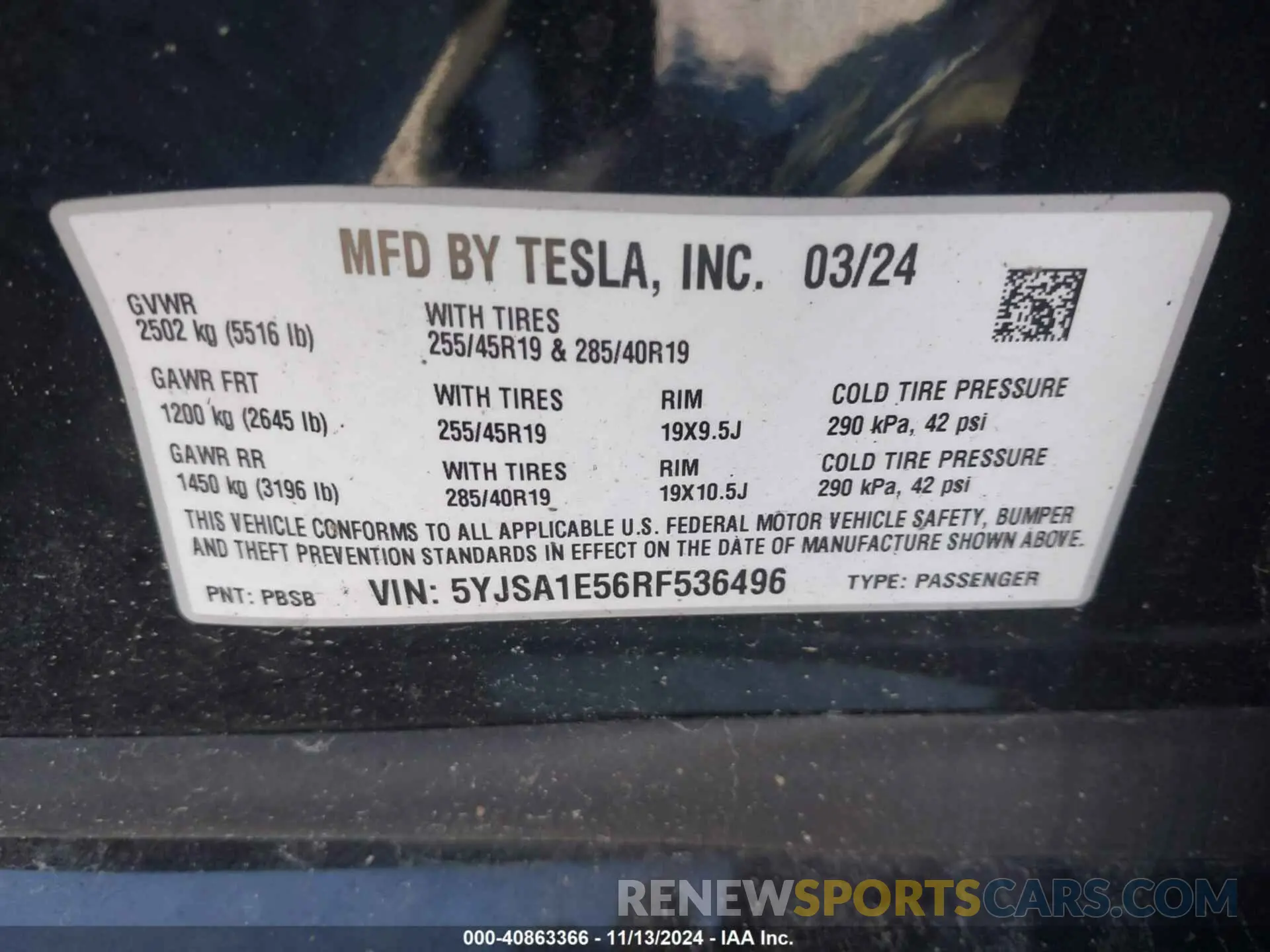 8 Photograph of a damaged car 5YJSA1E56RF536496 TESLA MODEL S 2024