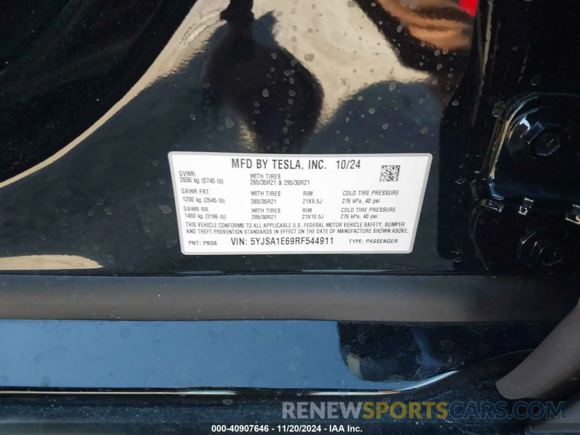 9 Photograph of a damaged car 5YJSA1E69RF544911 TESLA MODEL S 2024