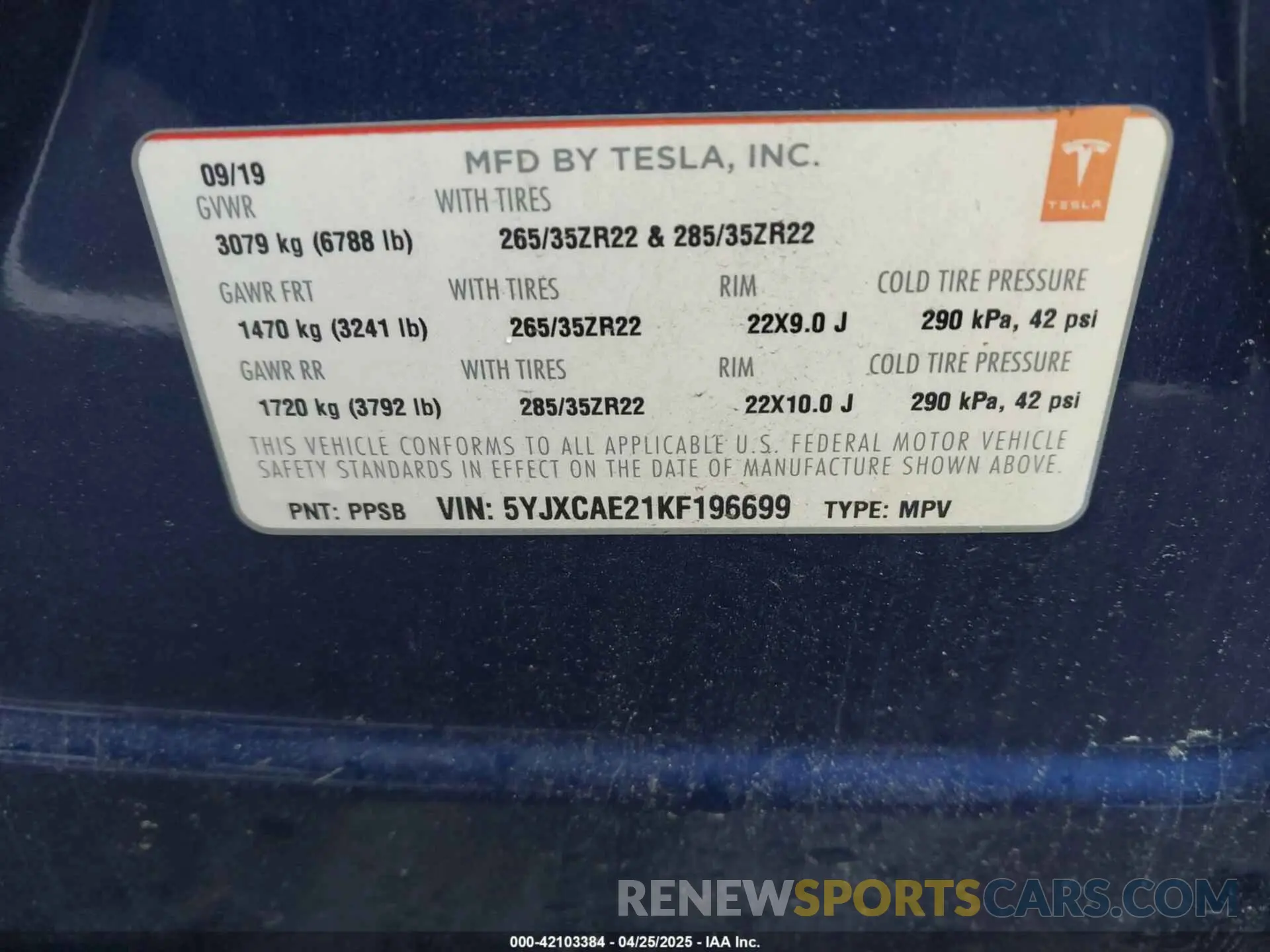 9 Photograph of a damaged car 5YJXCAE21KF196699 TESLA MODEL X 2019
