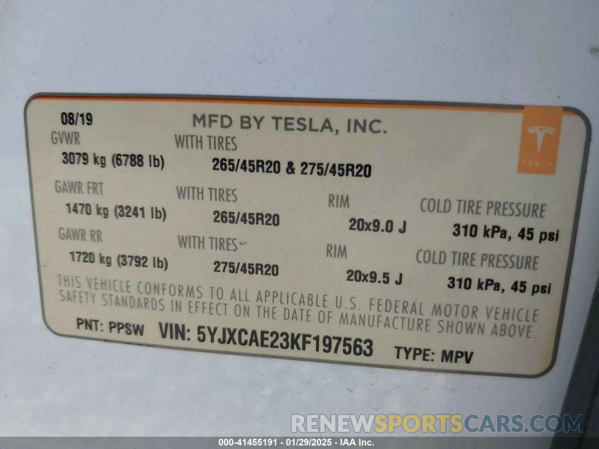 9 Photograph of a damaged car 5YJXCAE23KF197563 TESLA MODEL X 2019
