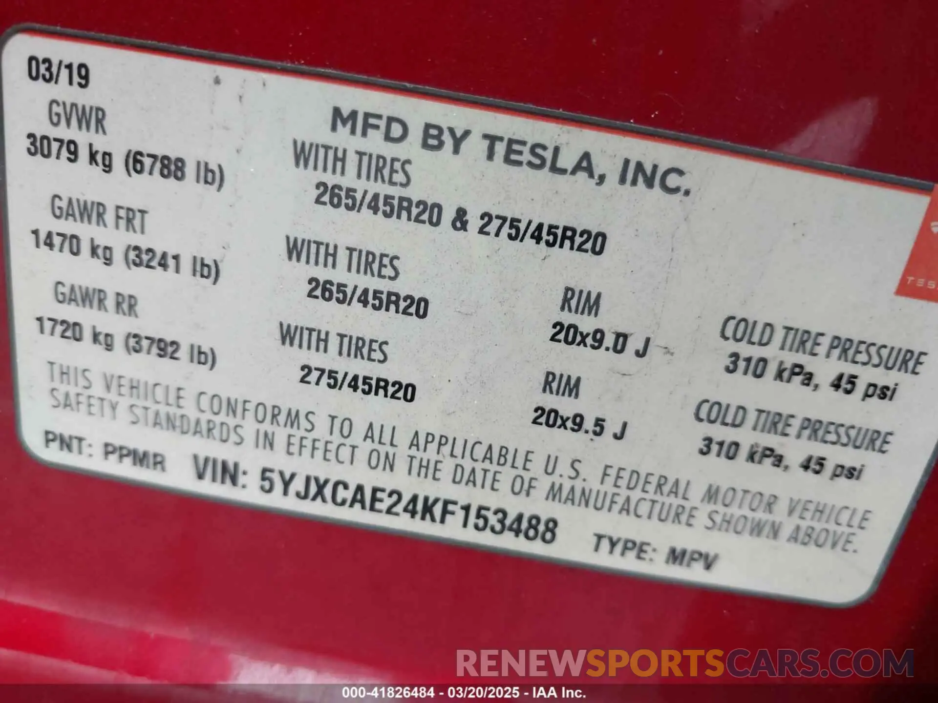 9 Photograph of a damaged car 5YJXCAE24KF153488 TESLA MODEL X 2019