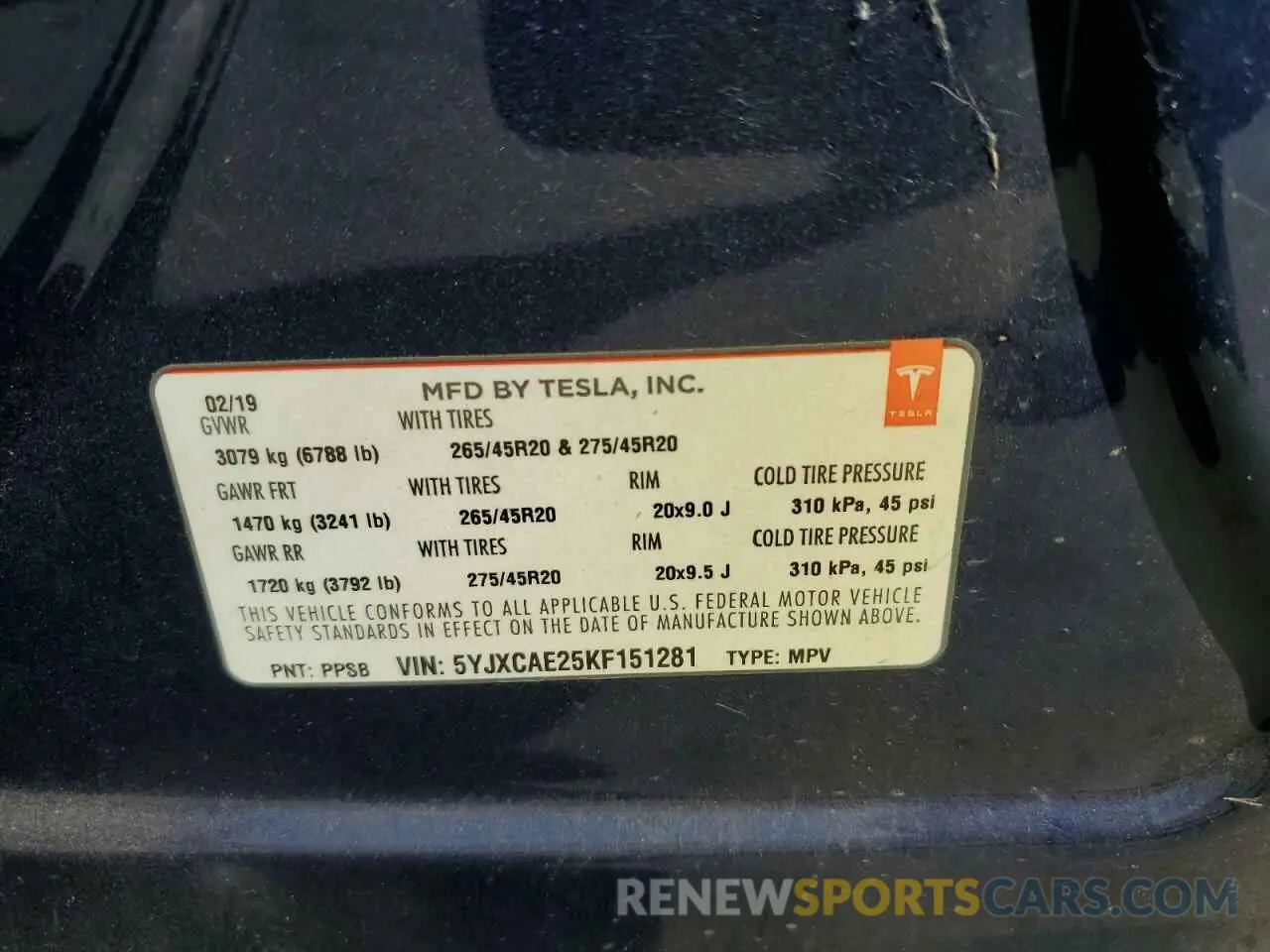 13 Photograph of a damaged car 5YJXCAE25KF151281 TESLA MODEL X 2019