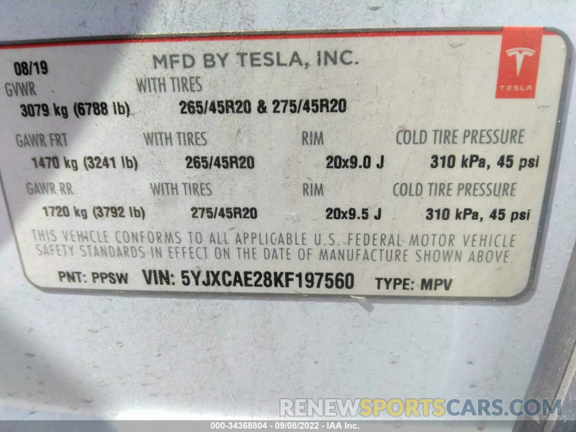 9 Photograph of a damaged car 5YJXCAE28KF197560 TESLA MODEL X 2019