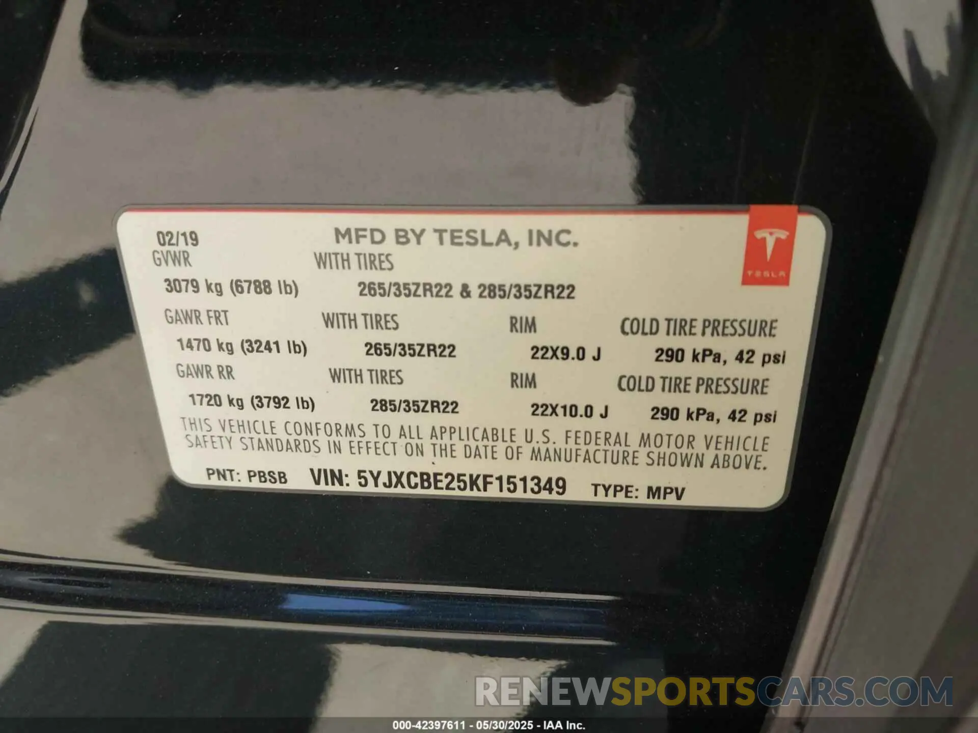 9 Photograph of a damaged car 5YJXCBE25KF151349 TESLA MODEL X 2019
