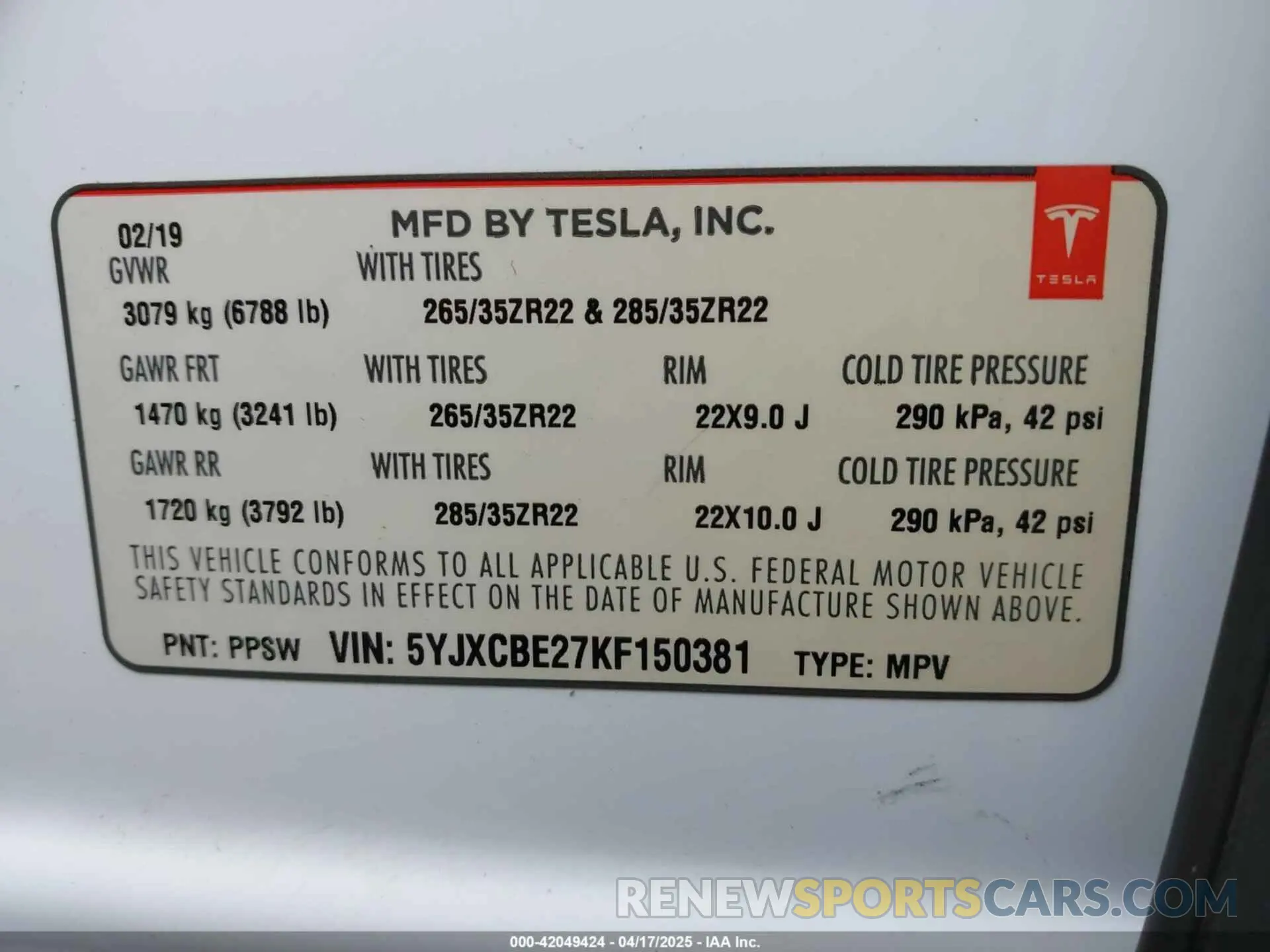 9 Photograph of a damaged car 5YJXCBE27KF150381 TESLA MODEL X 2019