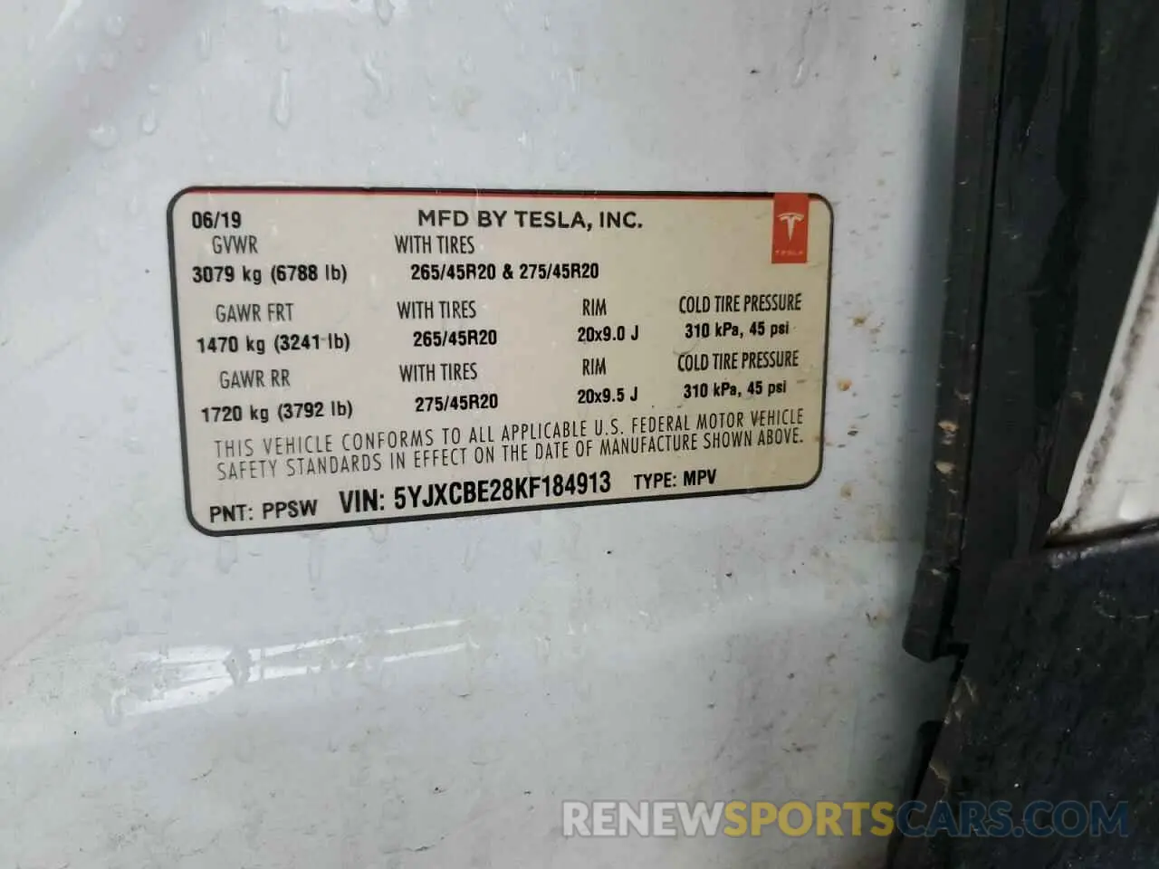 12 Photograph of a damaged car 5YJXCBE28KF184913 TESLA MODEL X 2019