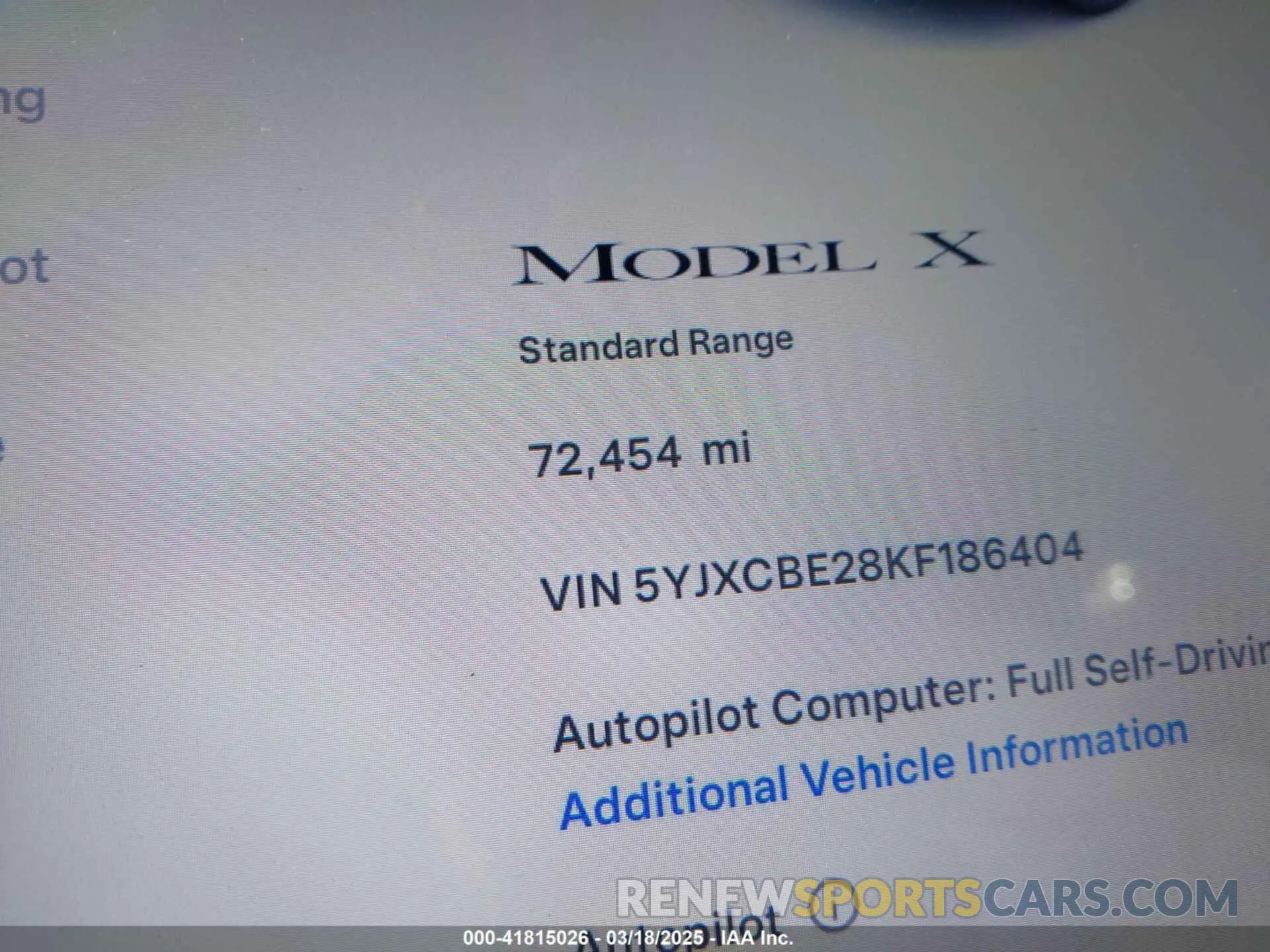15 Photograph of a damaged car 5YJXCBE28KF186404 TESLA MODEL X 2019