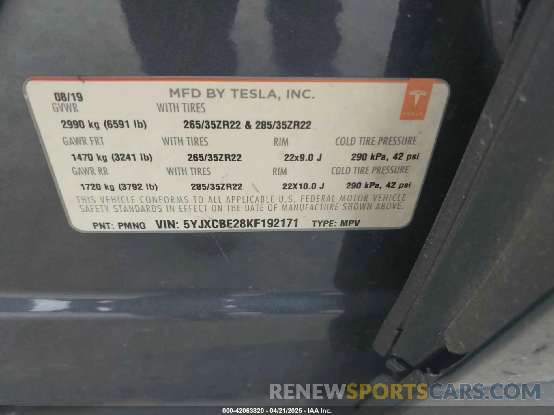 9 Photograph of a damaged car 5YJXCBE28KF192171 TESLA MODEL X 2019