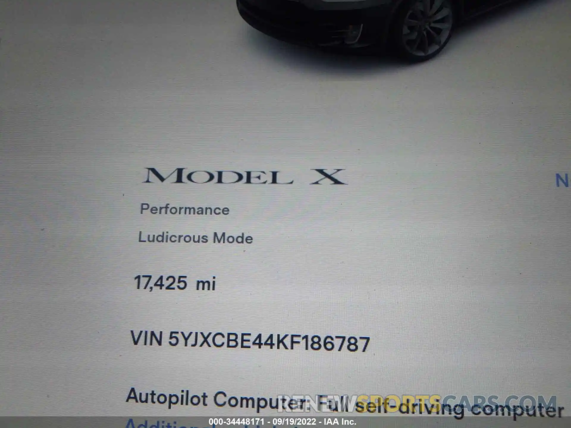 7 Photograph of a damaged car 5YJXCBE44KF186787 TESLA MODEL X 2019