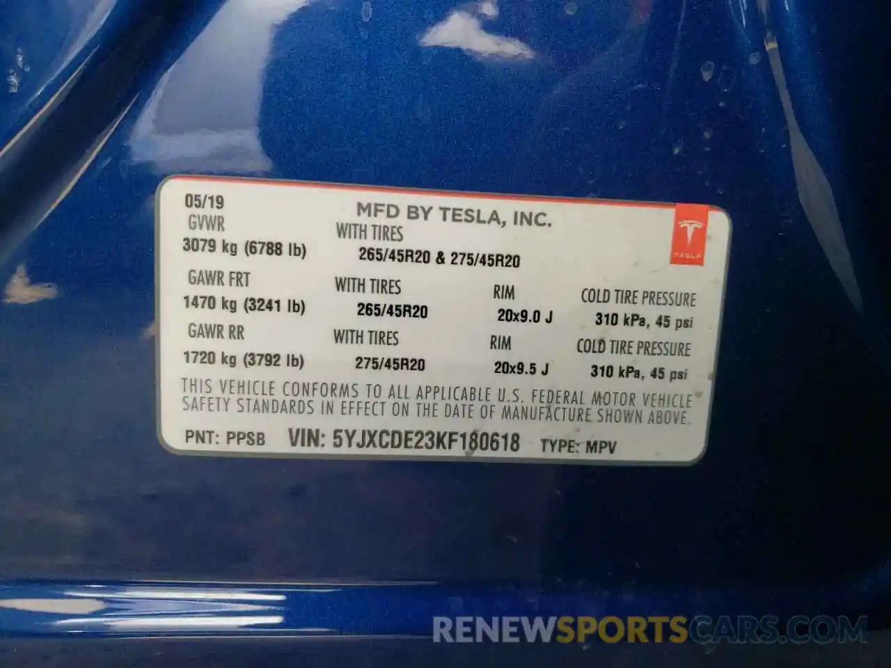 10 Photograph of a damaged car 5YJXCDE23KF180618 TESLA MODEL X 2019