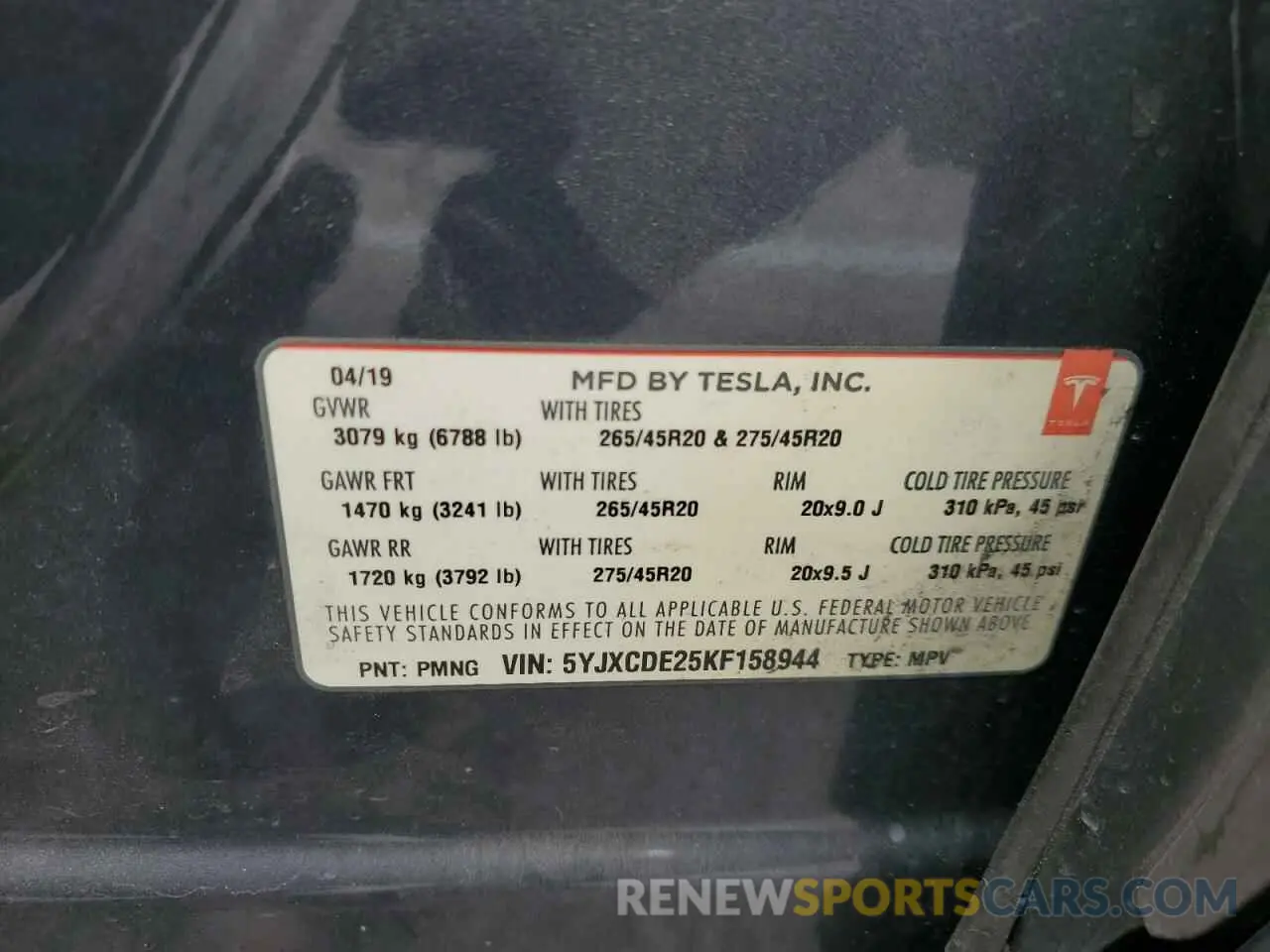 13 Photograph of a damaged car 5YJXCDE25KF158944 TESLA MODEL X 2019