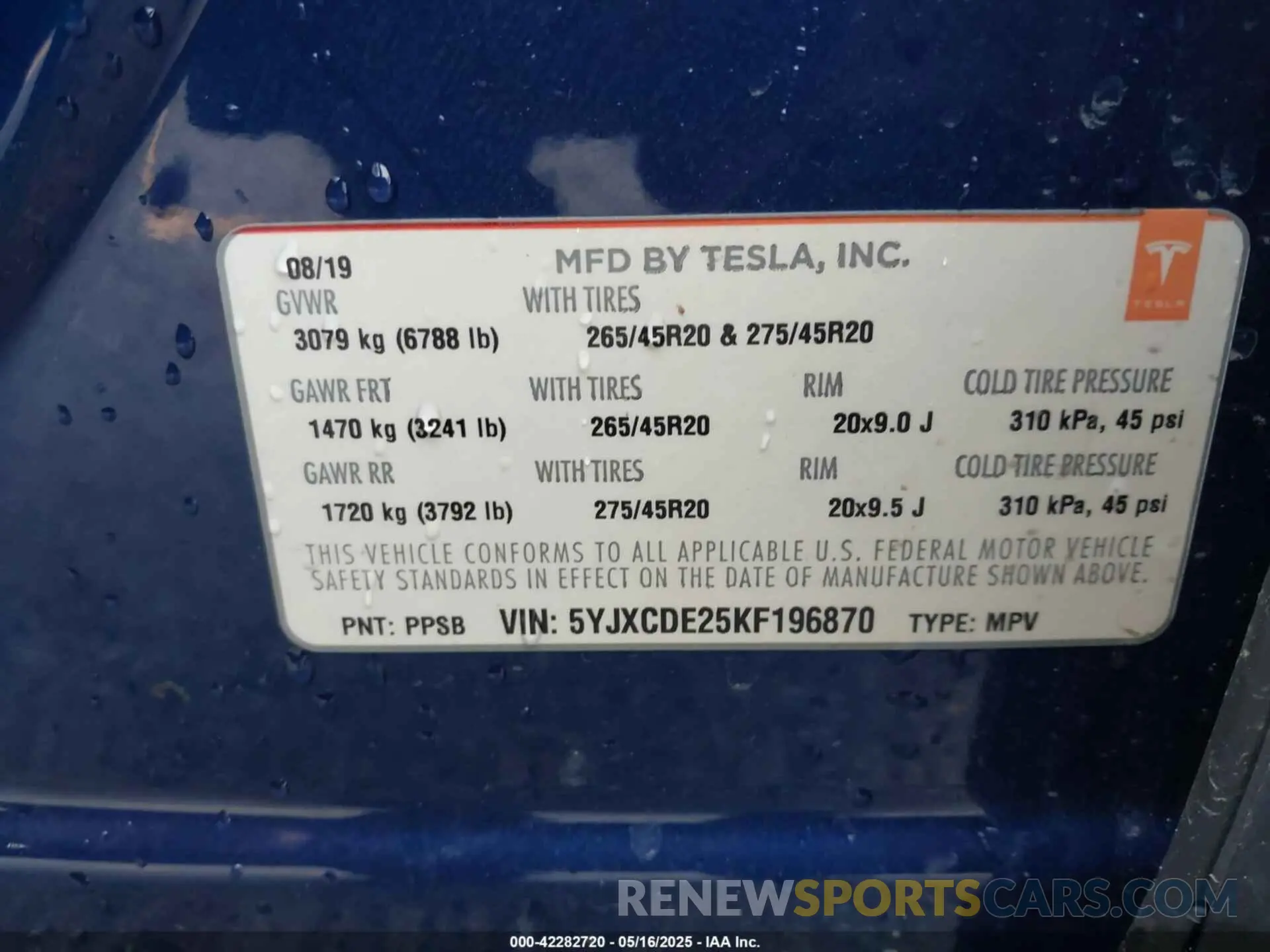 9 Photograph of a damaged car 5YJXCDE25KF196870 TESLA MODEL X 2019
