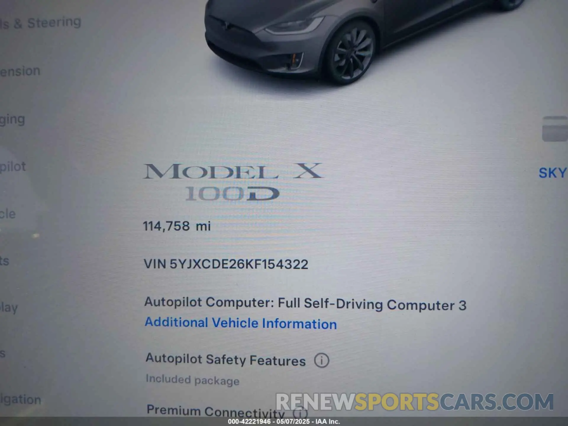 7 Photograph of a damaged car 5YJXCDE26KF154322 TESLA MODEL X 2019