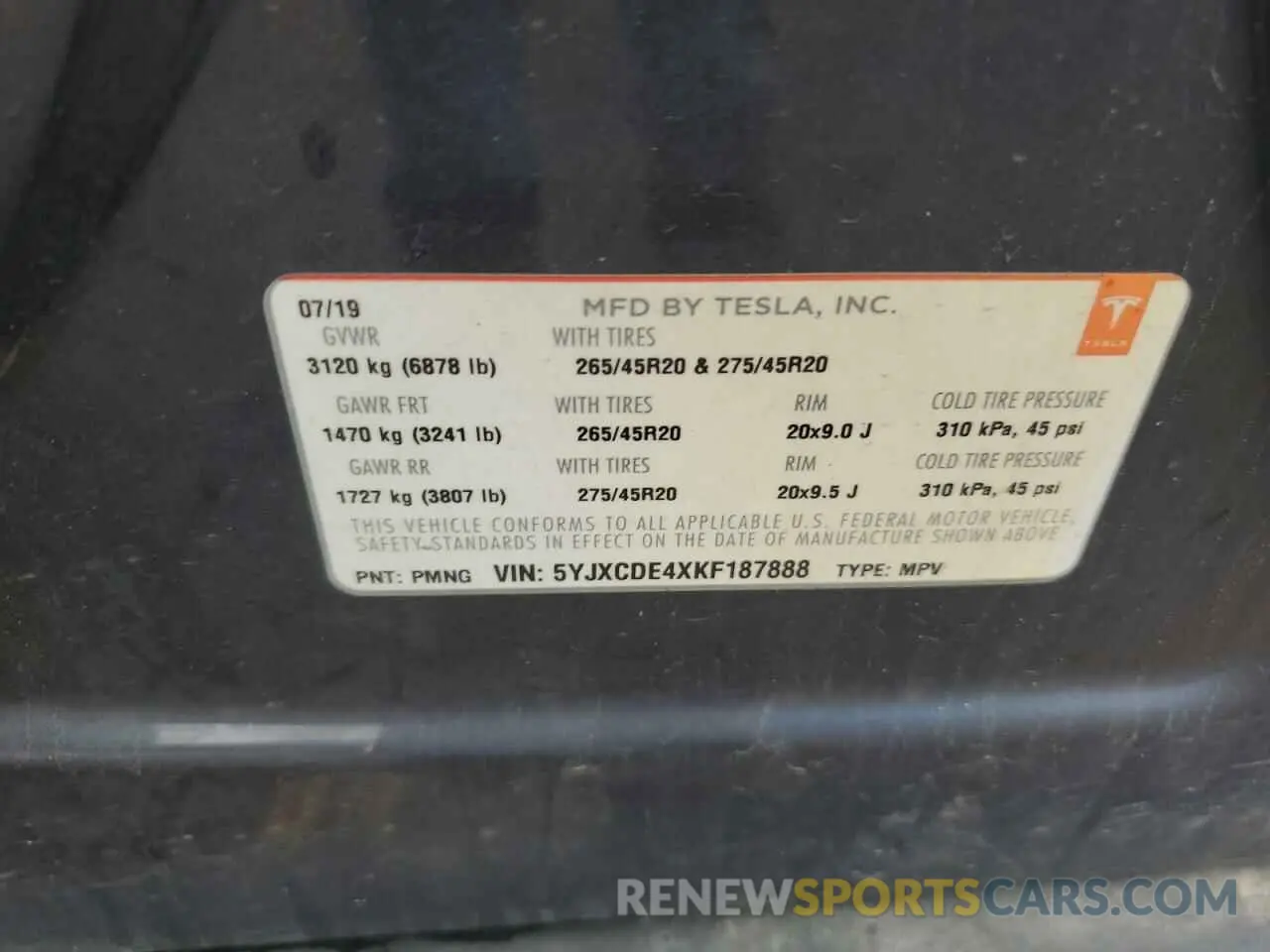 13 Photograph of a damaged car 5YJXCDE4XKF187888 TESLA MODEL X 2019