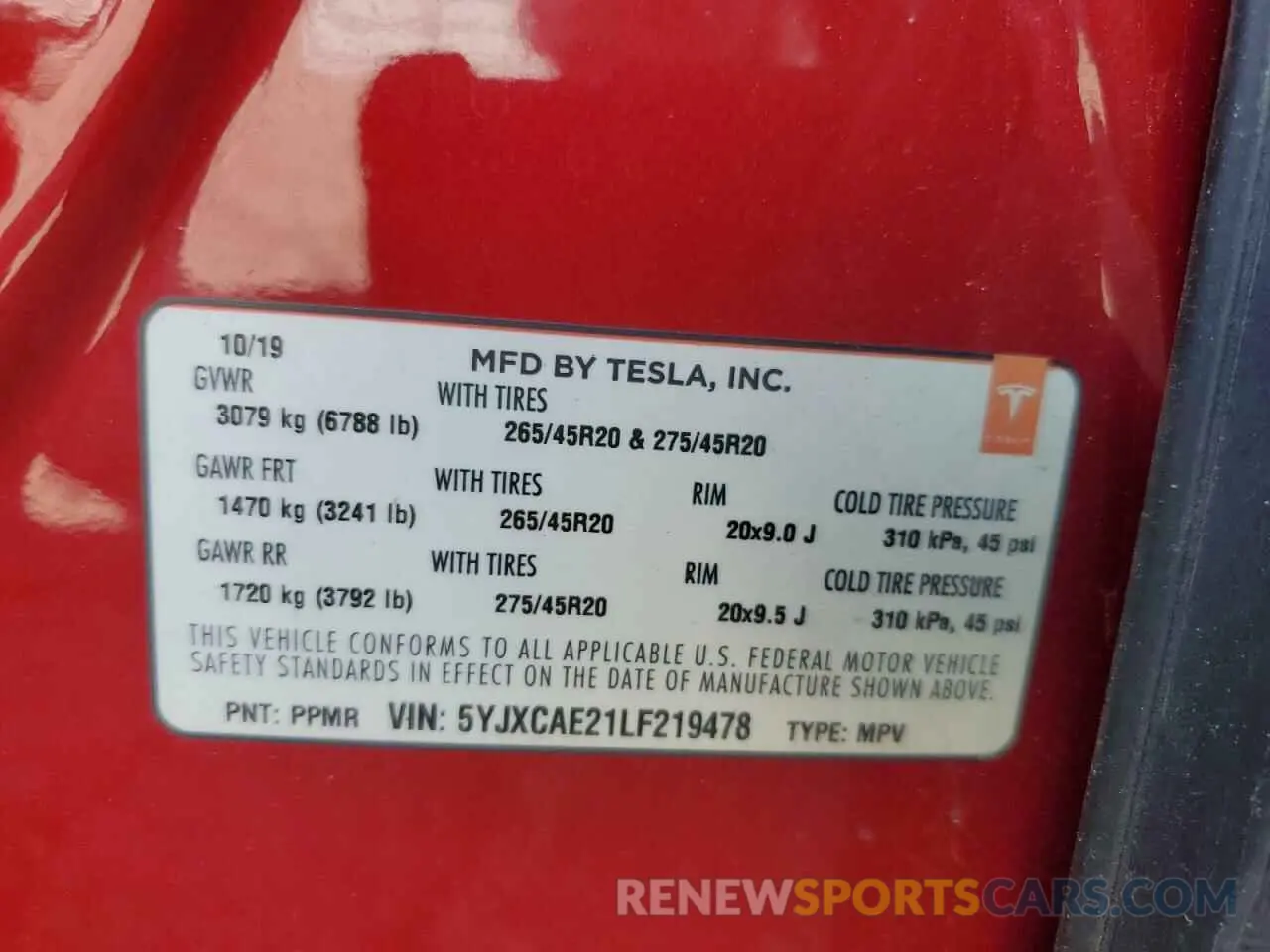 14 Photograph of a damaged car 5YJXCAE21LF219478 TESLA MODEL X 2020