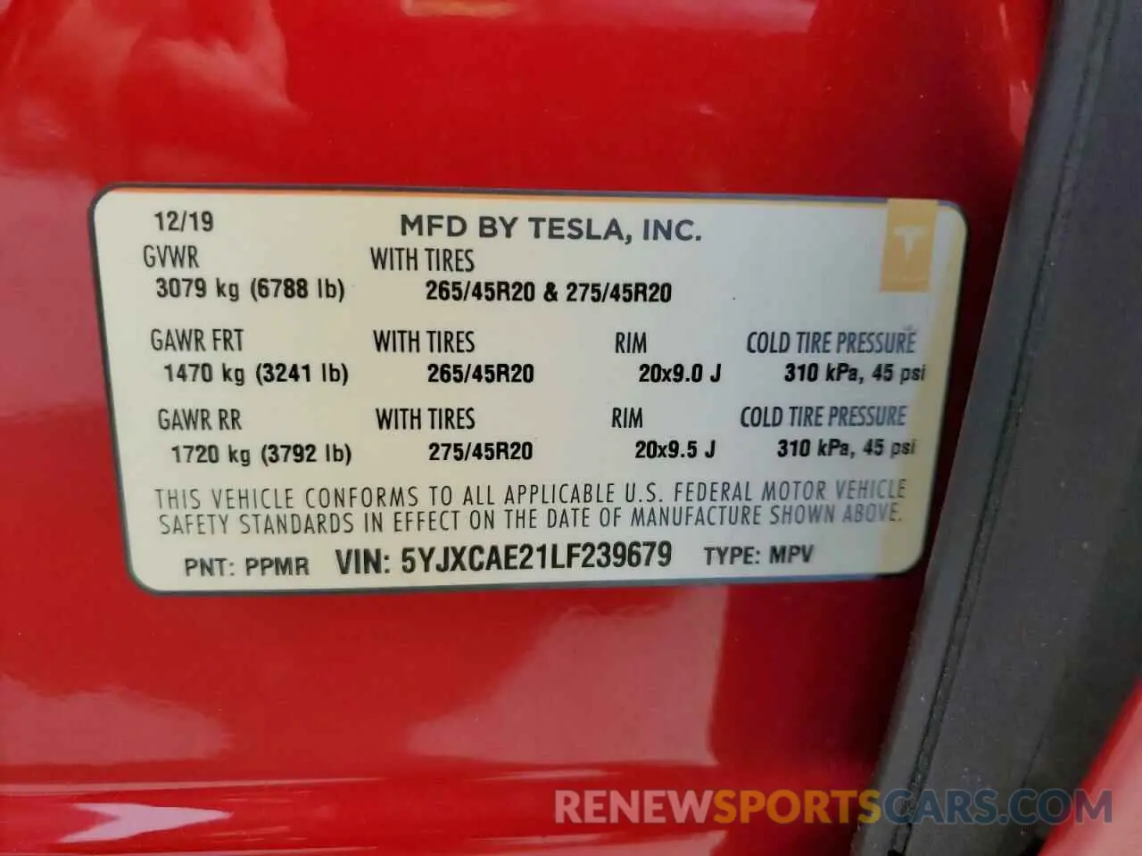 14 Photograph of a damaged car 5YJXCAE21LF239679 TESLA MODEL X 2020