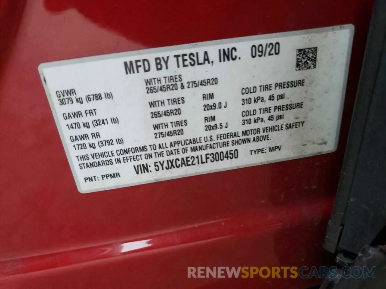 13 Photograph of a damaged car 5YJXCAE21LF300450 TESLA MODEL X 2020