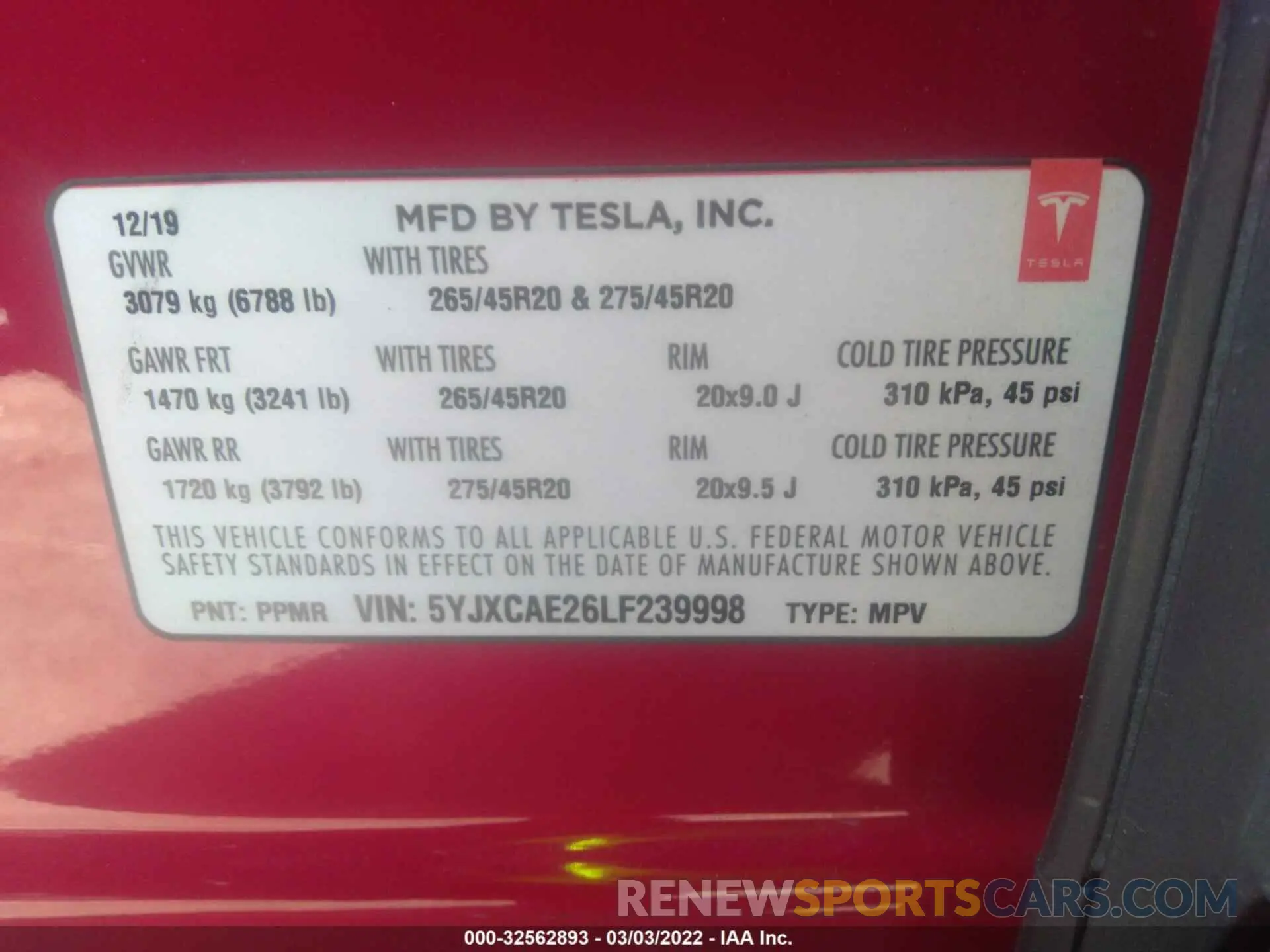 9 Photograph of a damaged car 5YJXCAE26LF239998 TESLA MODEL X 2020