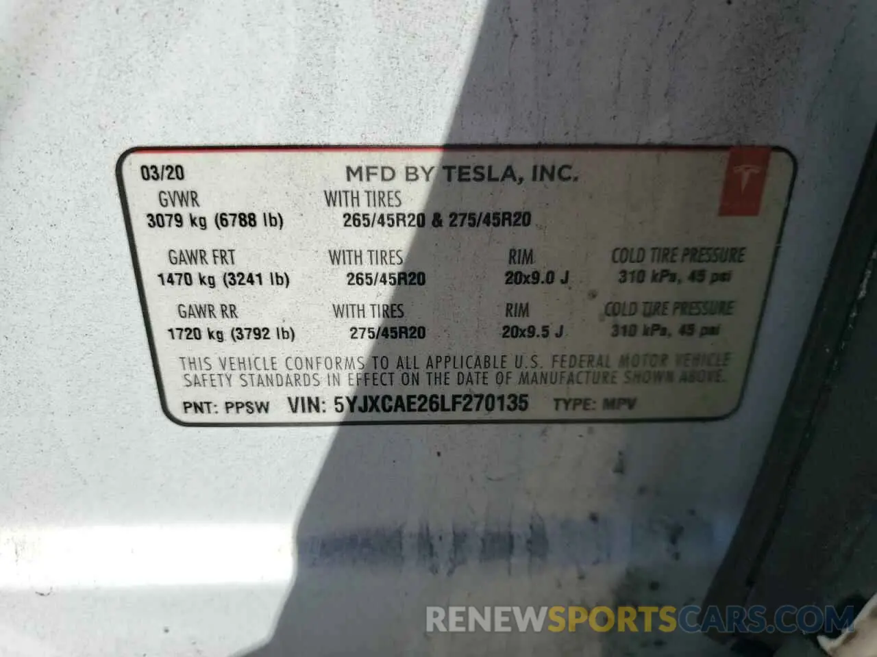 16 Photograph of a damaged car 5YJXCAE26LF270135 TESLA MODEL X 2020