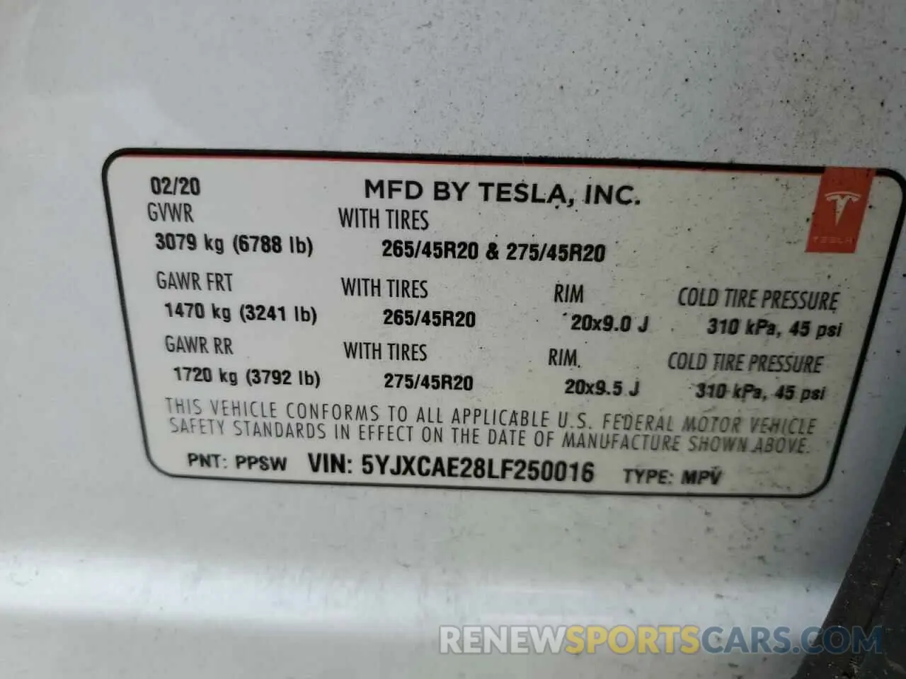 13 Photograph of a damaged car 5YJXCAE28LF250016 TESLA MODEL X 2020