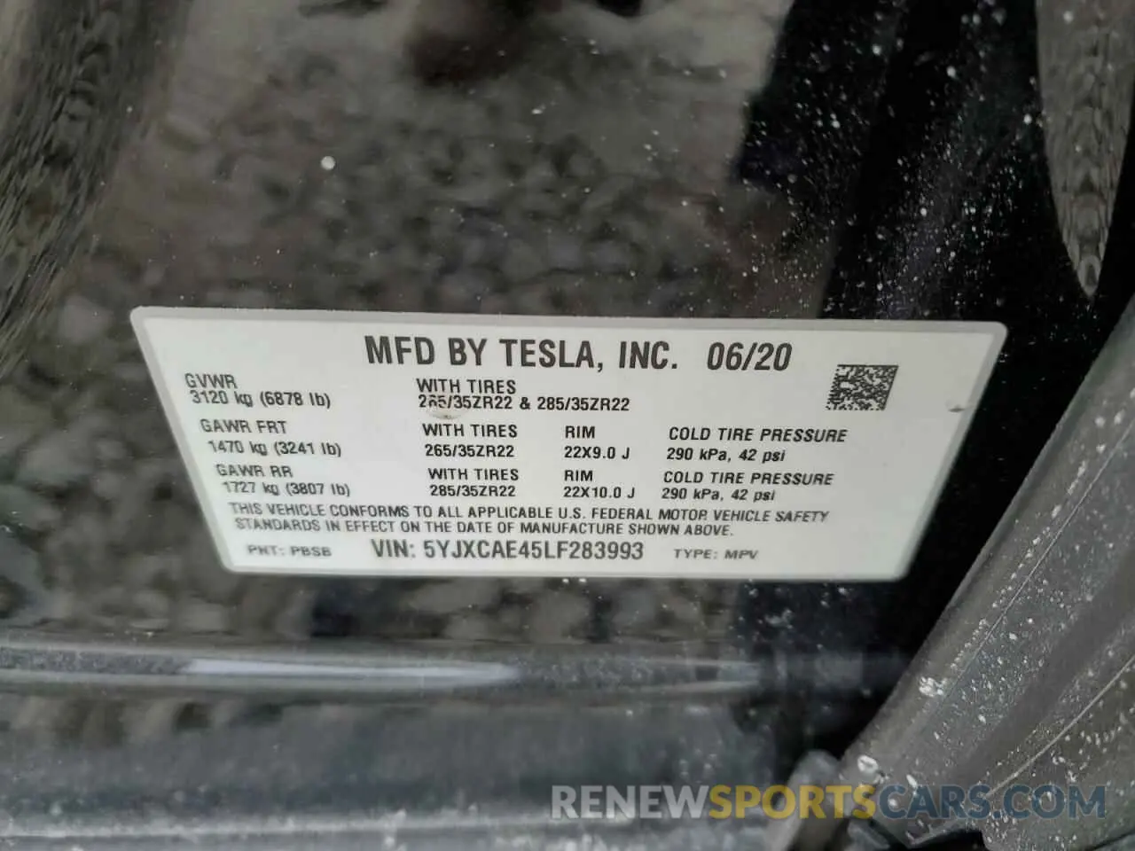 15 Photograph of a damaged car 5YJXCAE45LF283993 TESLA MODEL X 2020