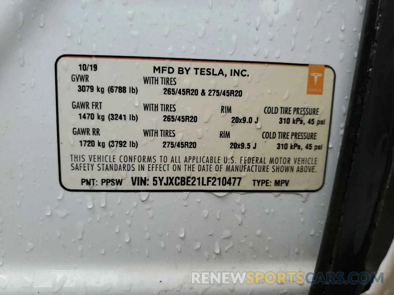 14 Photograph of a damaged car 5YJXCBE21LF210477 TESLA MODEL X 2020