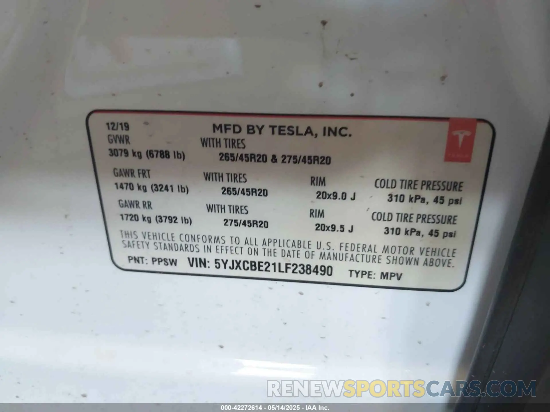 9 Photograph of a damaged car 5YJXCBE21LF238490 TESLA MODEL X 2020