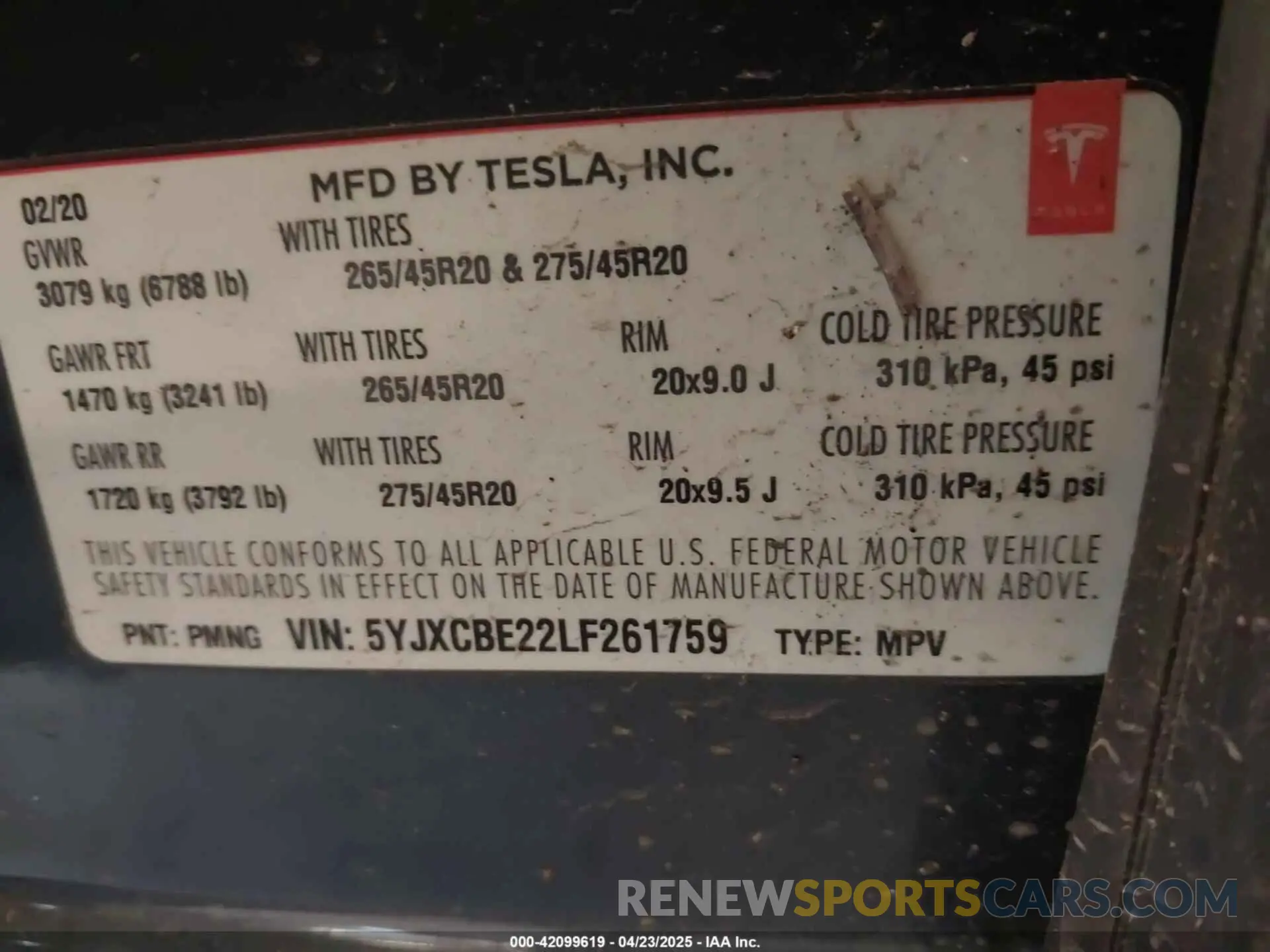 9 Photograph of a damaged car 5YJXCBE22LF261759 TESLA MODEL X 2020