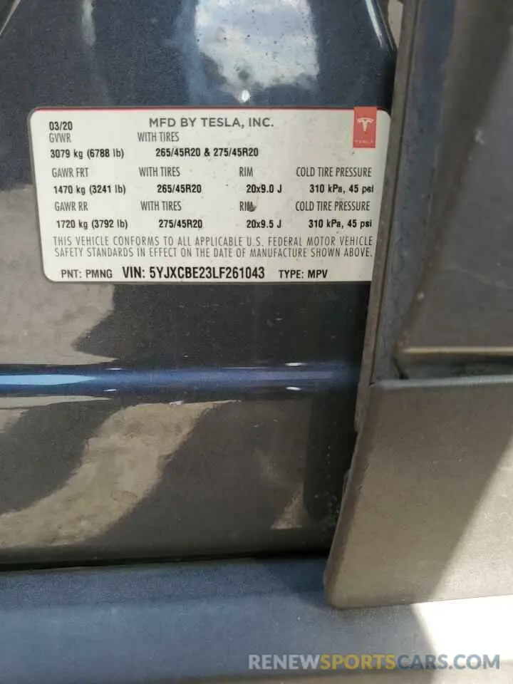 14 Photograph of a damaged car 5YJXCBE23LF261043 TESLA MODEL X 2020