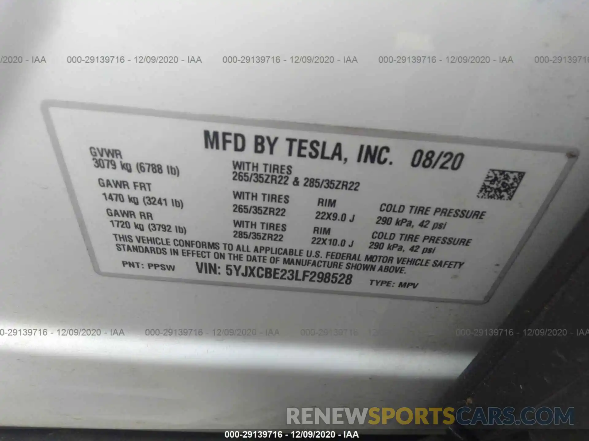 9 Photograph of a damaged car 5YJXCBE23LF298528 TESLA MODEL X 2020