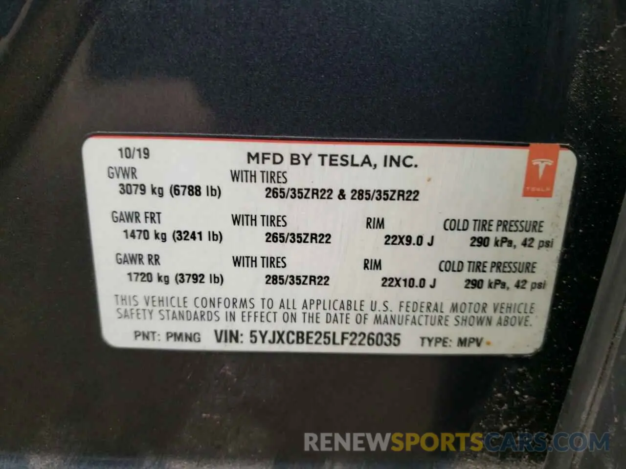 14 Photograph of a damaged car 5YJXCBE25LF226035 TESLA MODEL X 2020