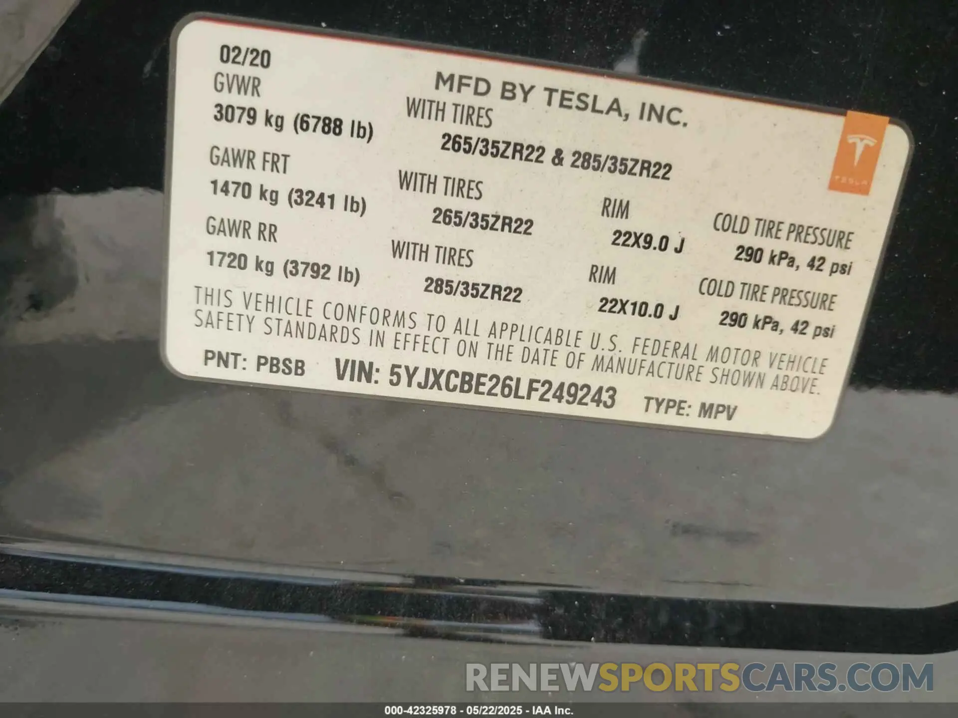 9 Photograph of a damaged car 5YJXCBE26LF249243 TESLA MODEL X 2020